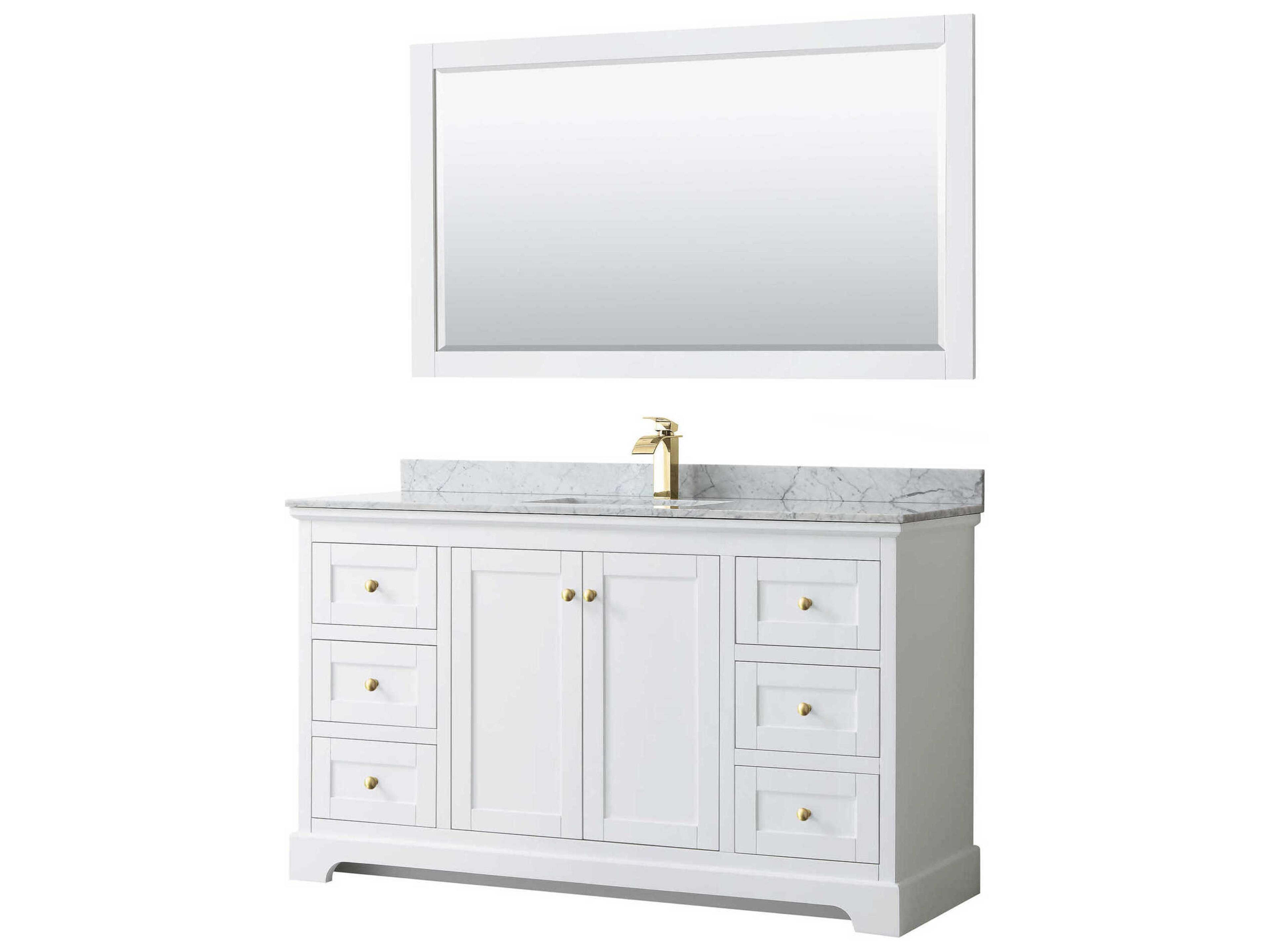Wyndham Collection Avery 60" White Vanity with 58" Mirror