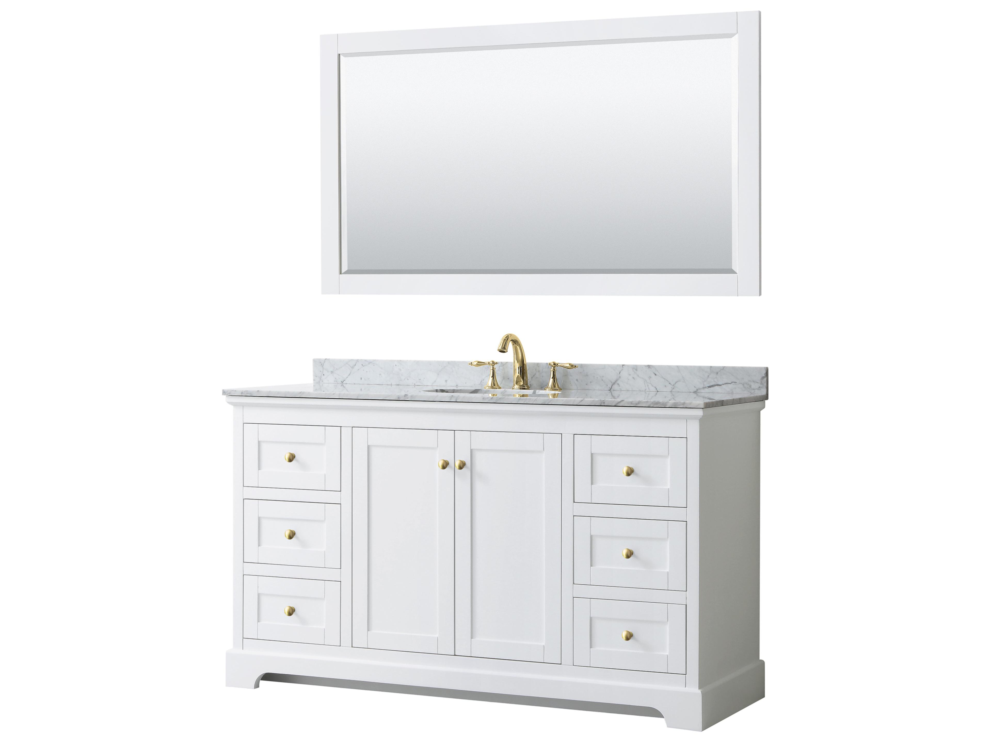 Wyndham Collection Avery 60" White Vanity with 58" Mirror