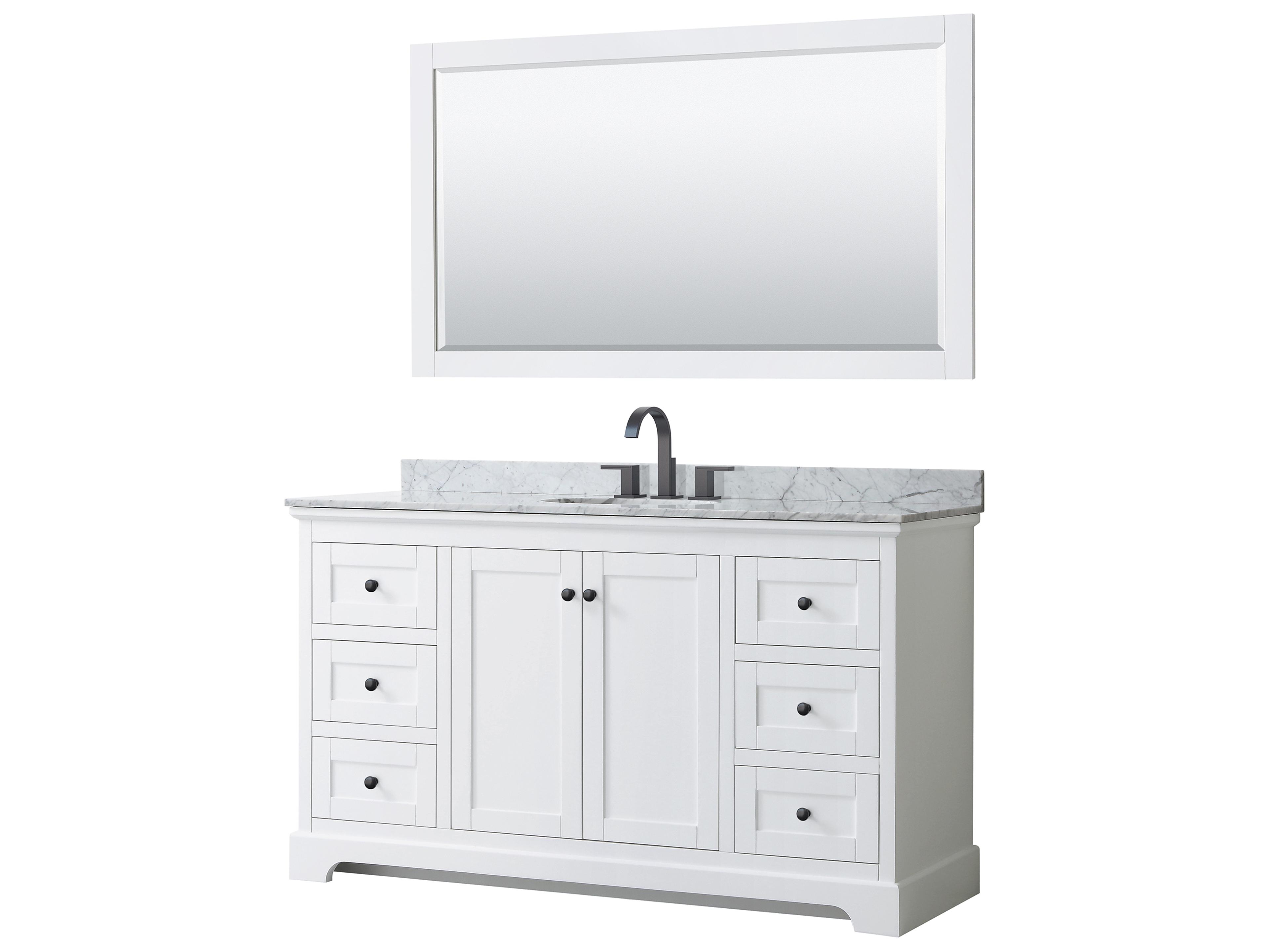 Wyndham Collection Avery 60" White Vanity with 58" Mirror