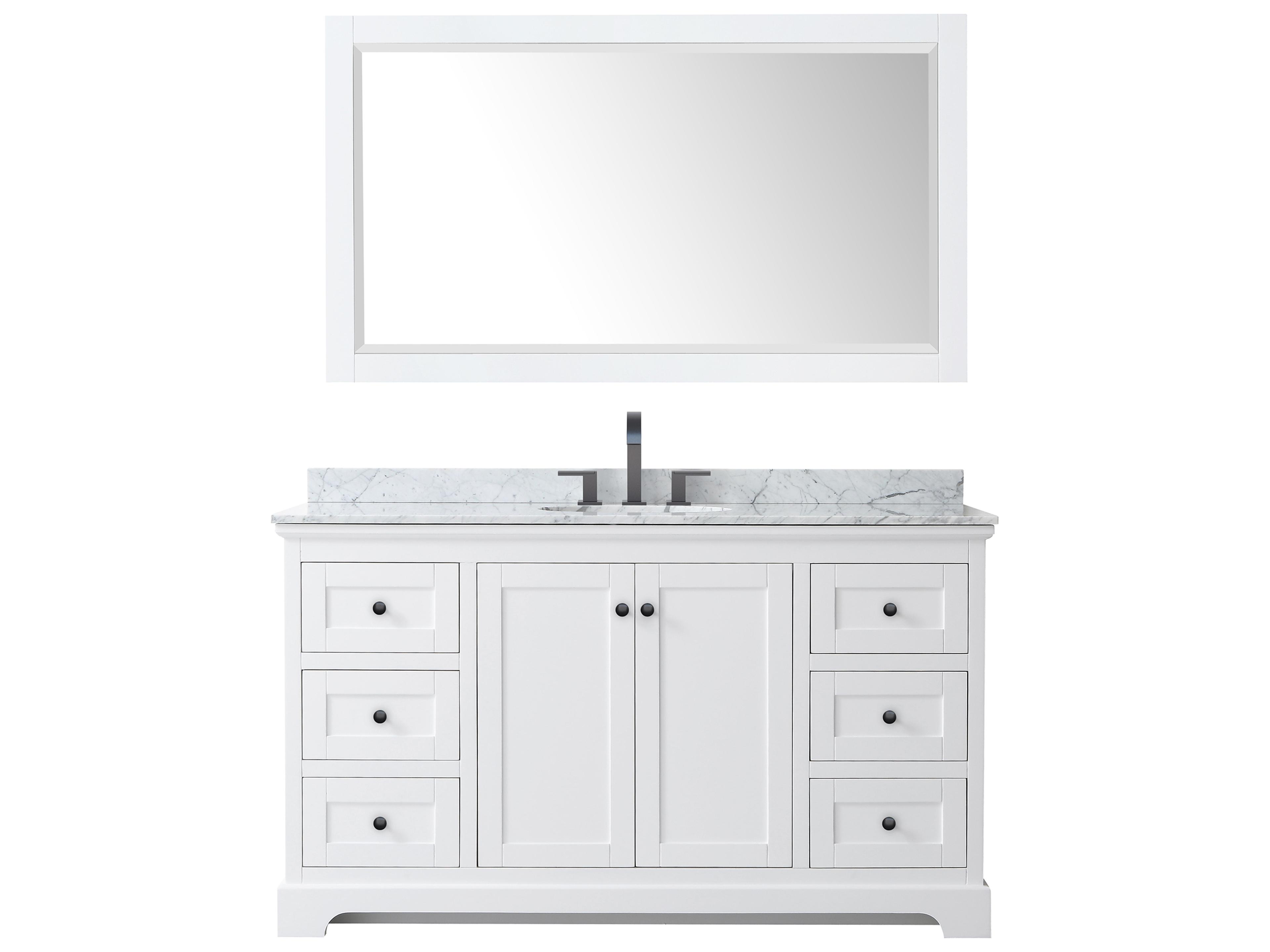Wyndham Collection Avery 60" White Vanity with 58" Mirror