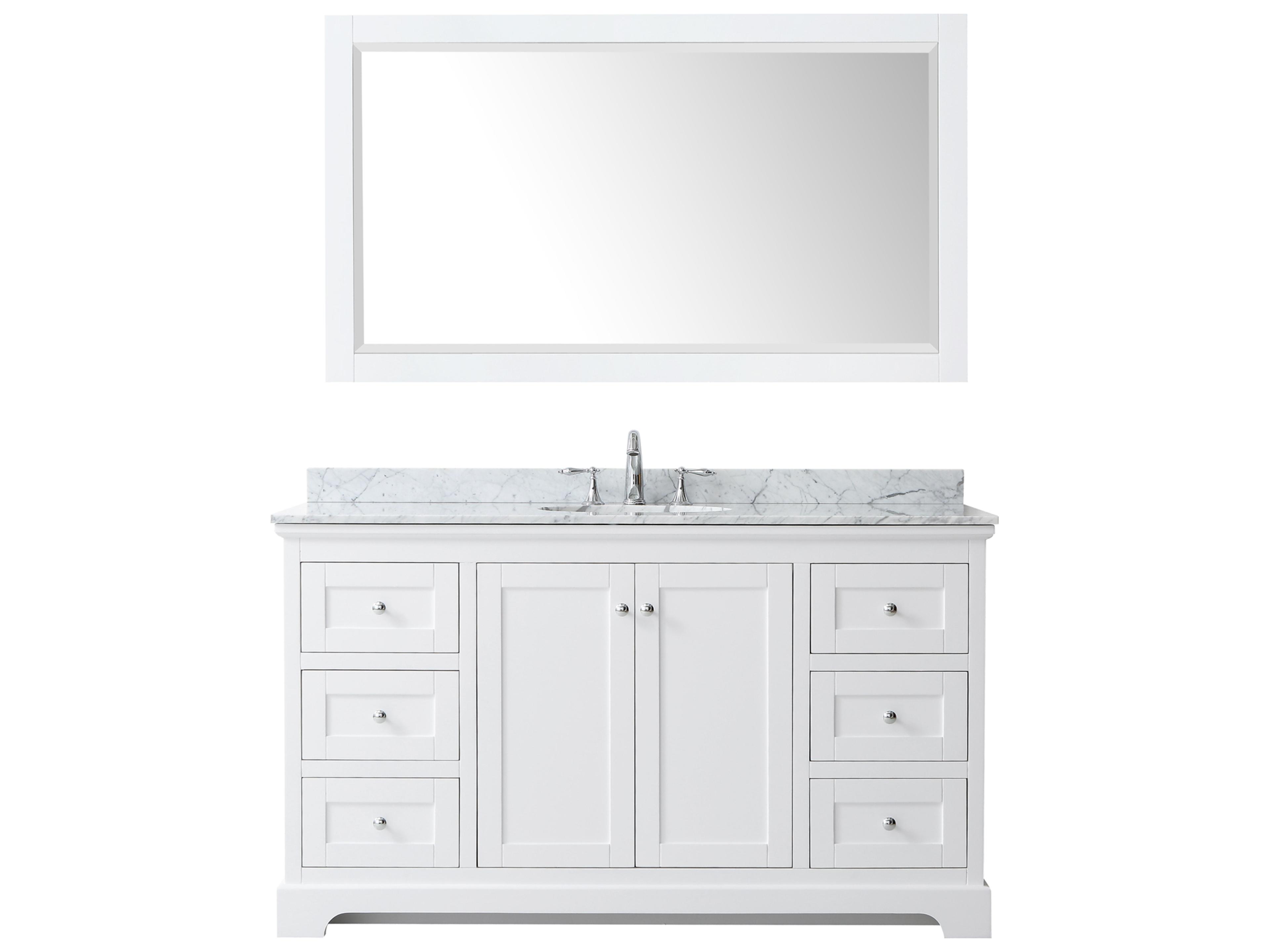 Wyndham Collection Avery 60" White Vanity with 58" Mirror