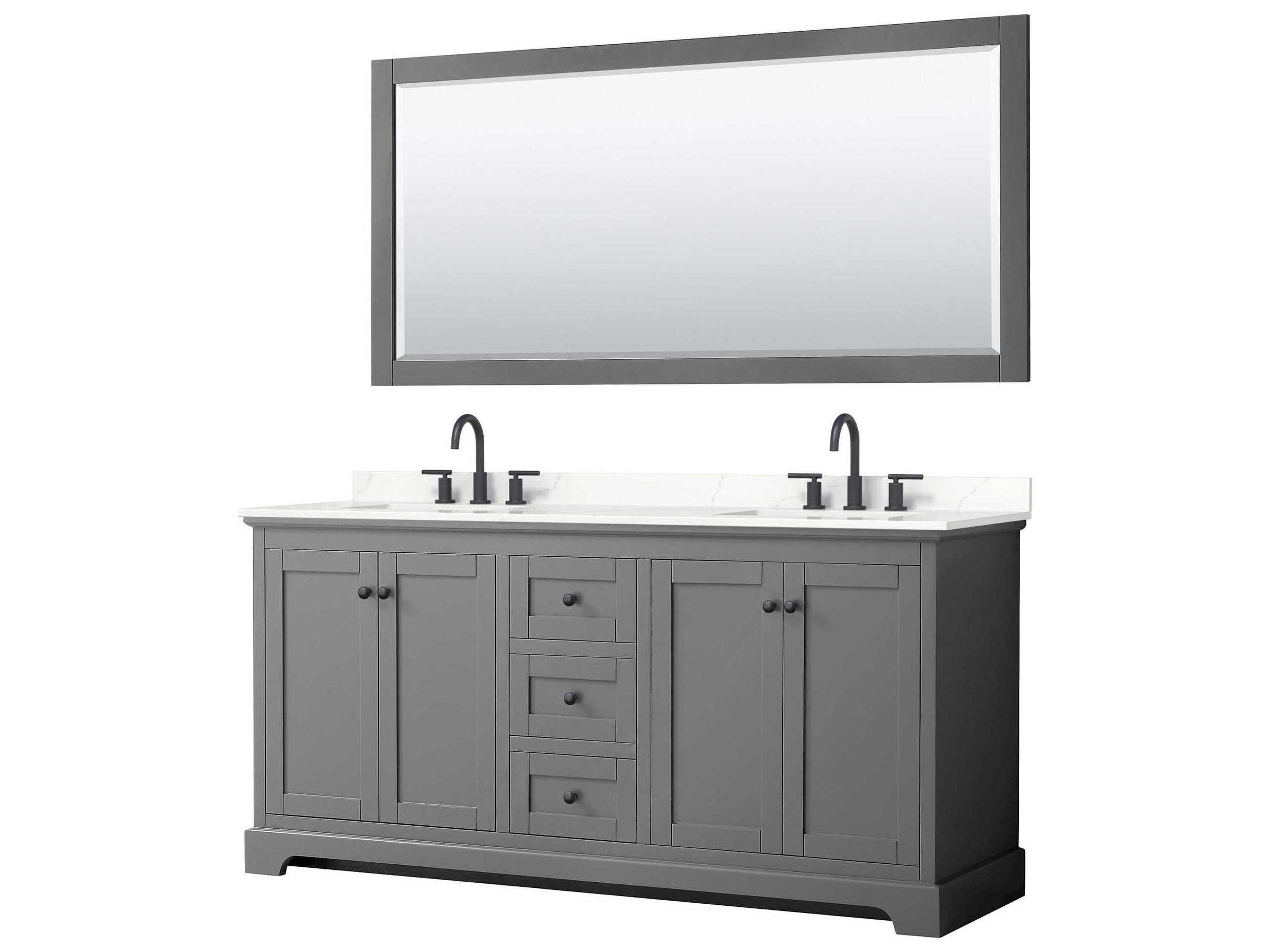 Wyndham Collection Avery 72" Dark Gray Vanity with 70" Mirror