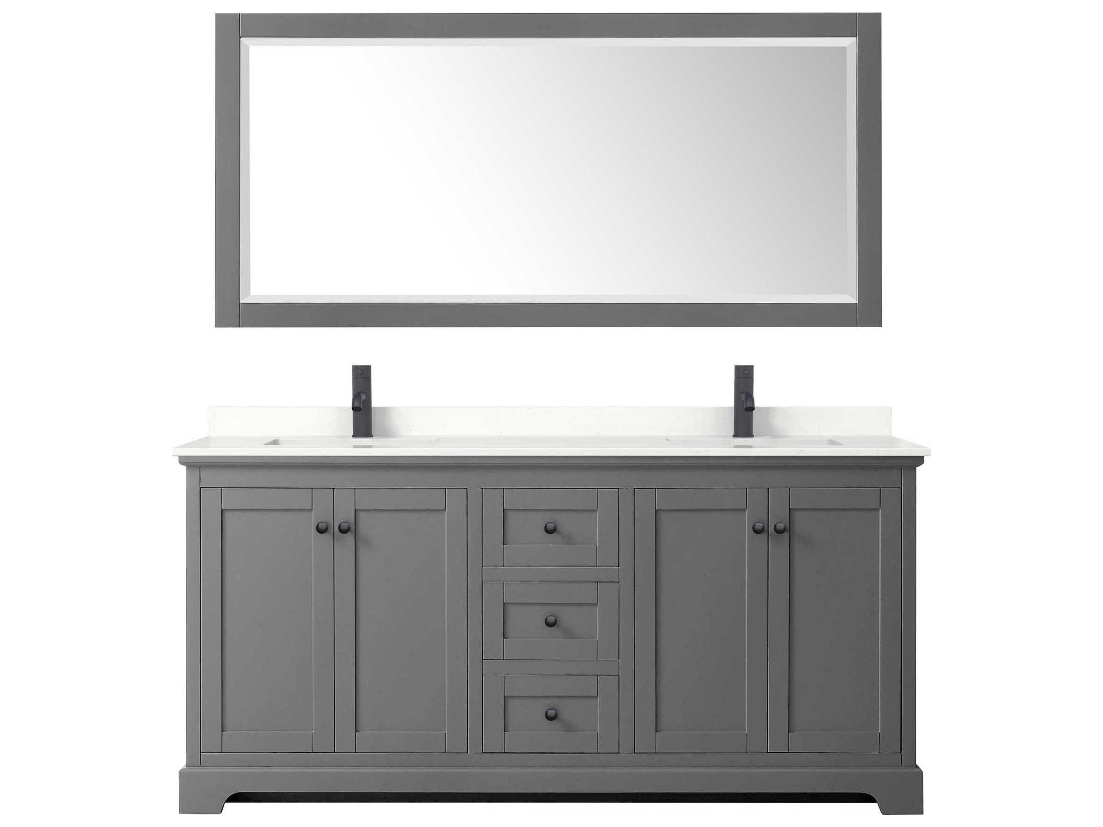 Wyndham Collection Avery 72" Dark Gray Vanity with 70" Mirror