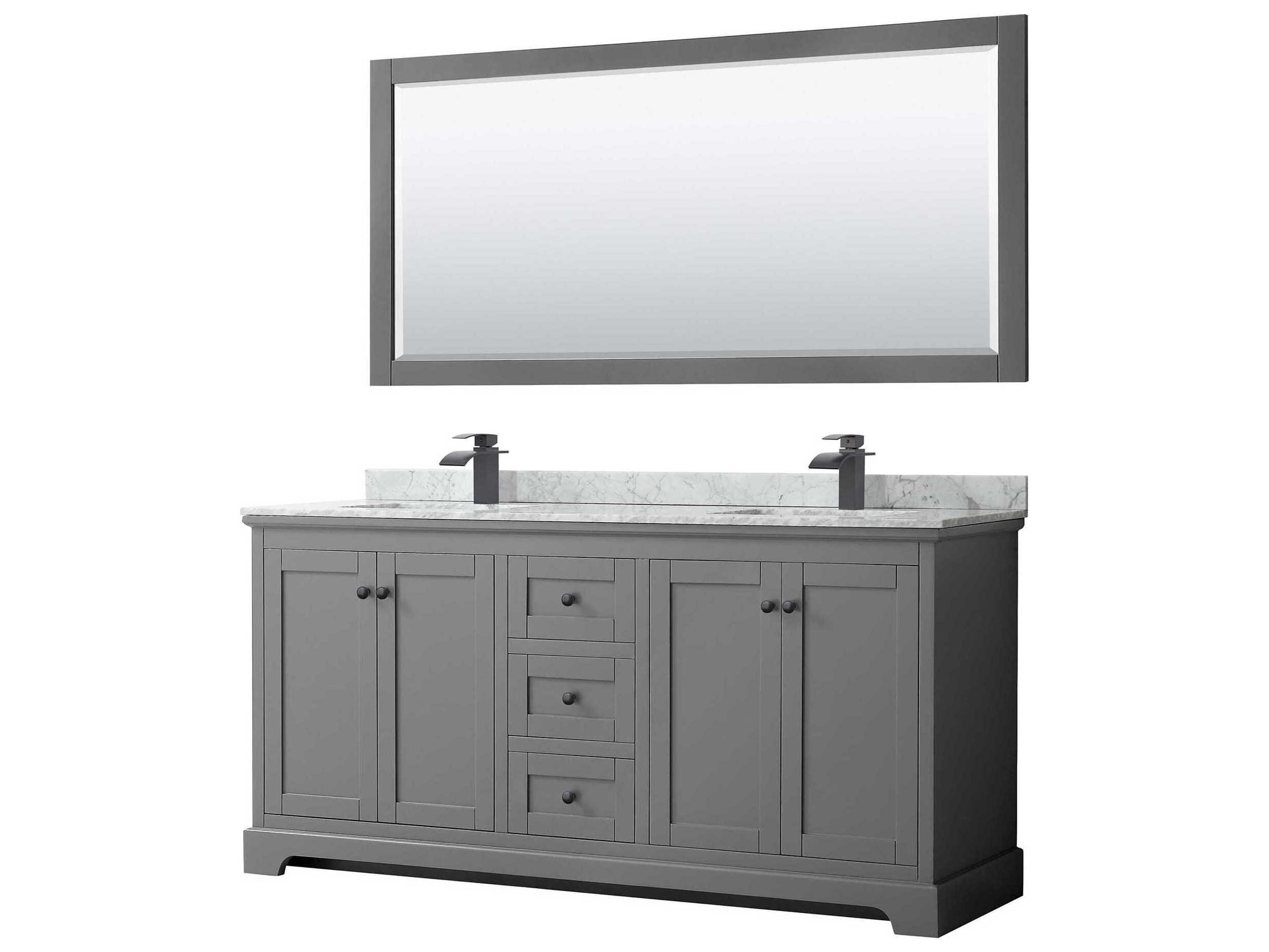 Wyndham Collection Avery 72" Dark Gray Vanity with 70" Mirror