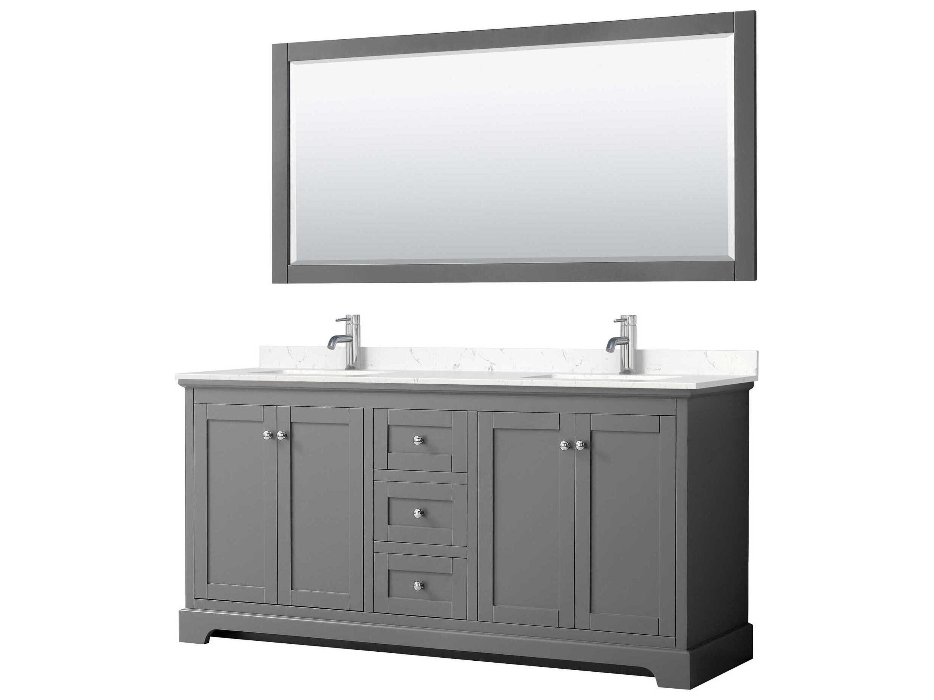 Wyndham Collection Avery 72" Dark Gray Vanity with 70" Mirror