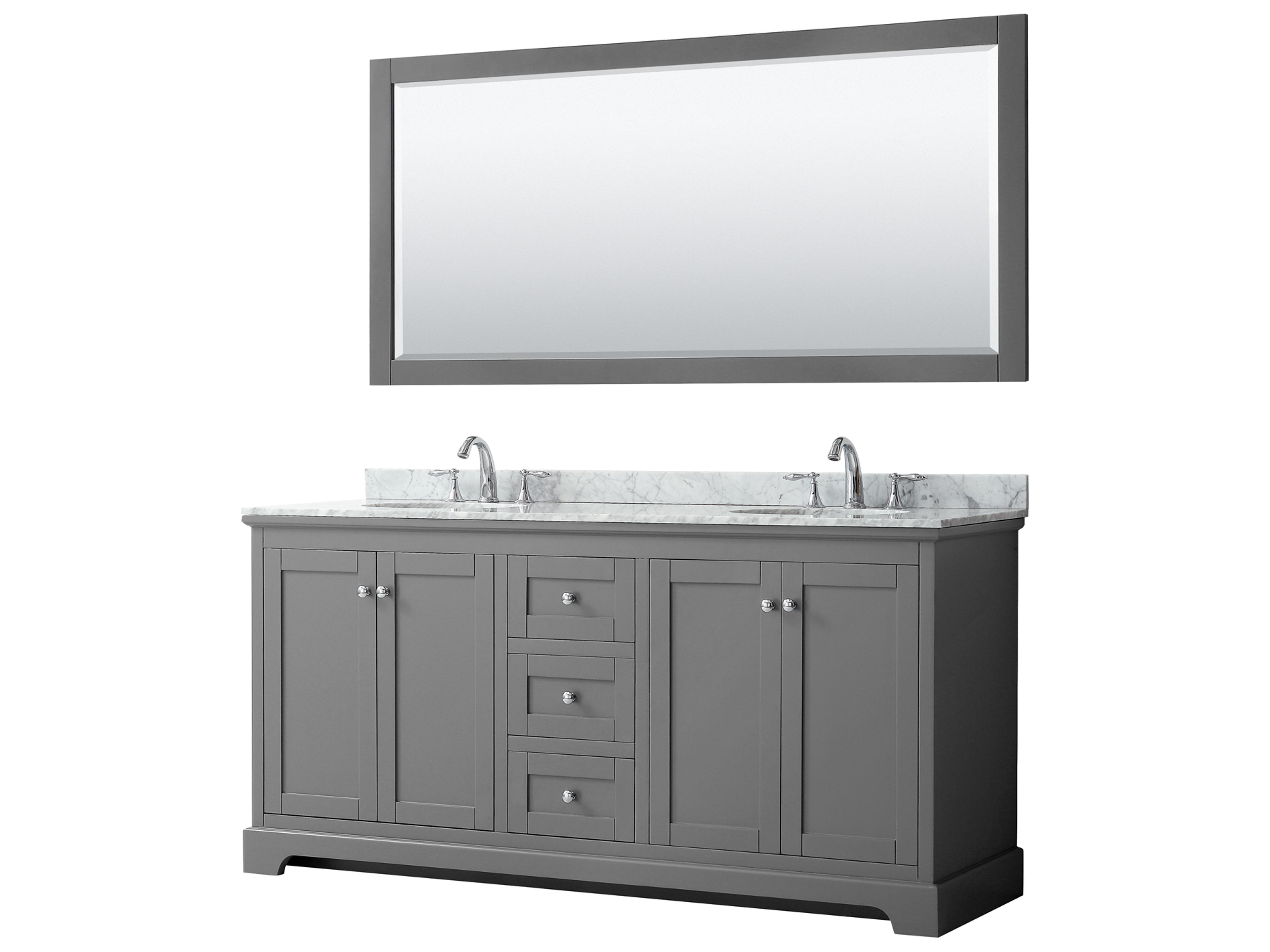 Wyndham Collection Avery 72" Dark Gray Vanity with 70" Mirror