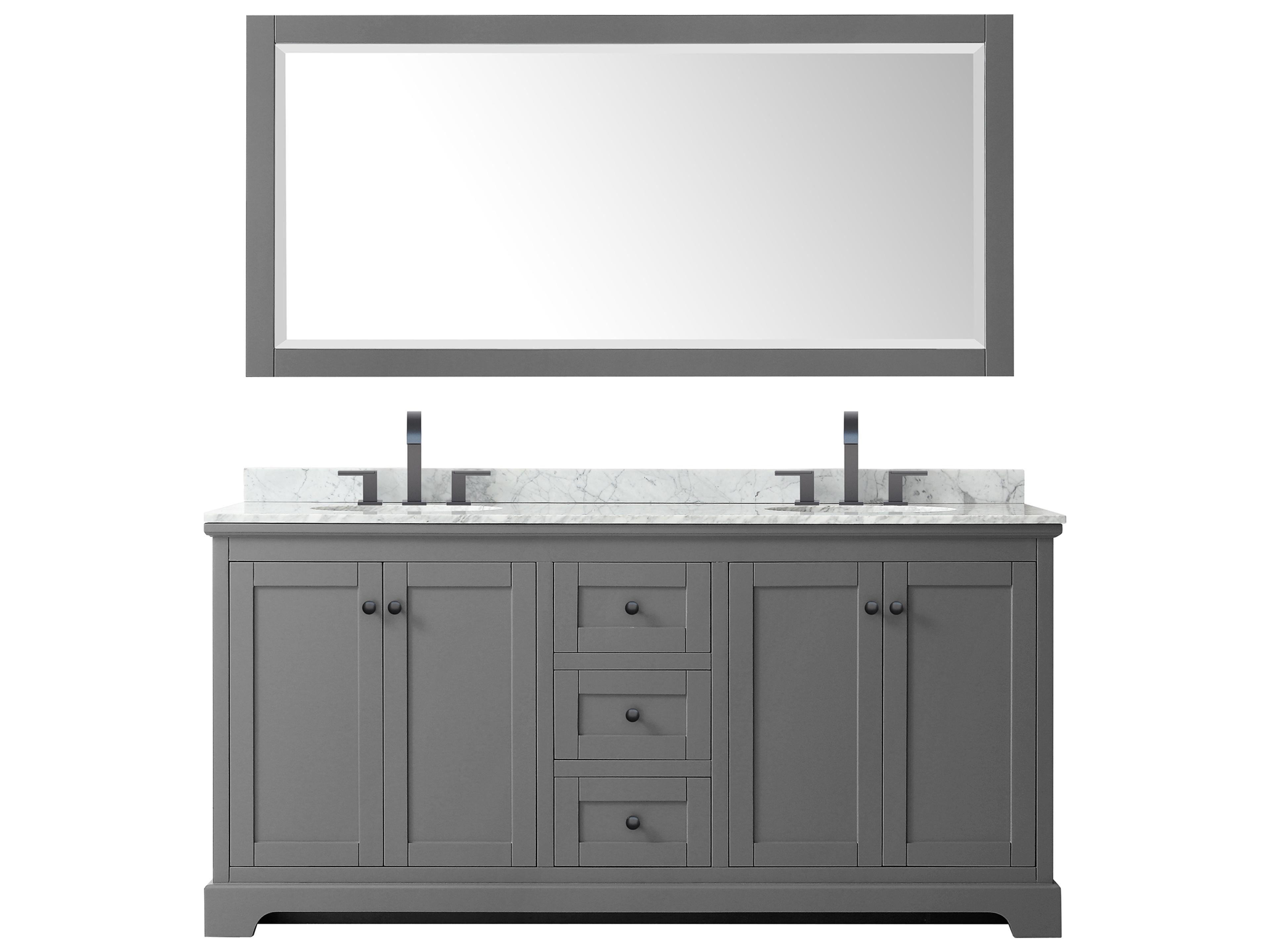 Wyndham Collection Avery 72" Dark Gray Vanity with 70" Mirror