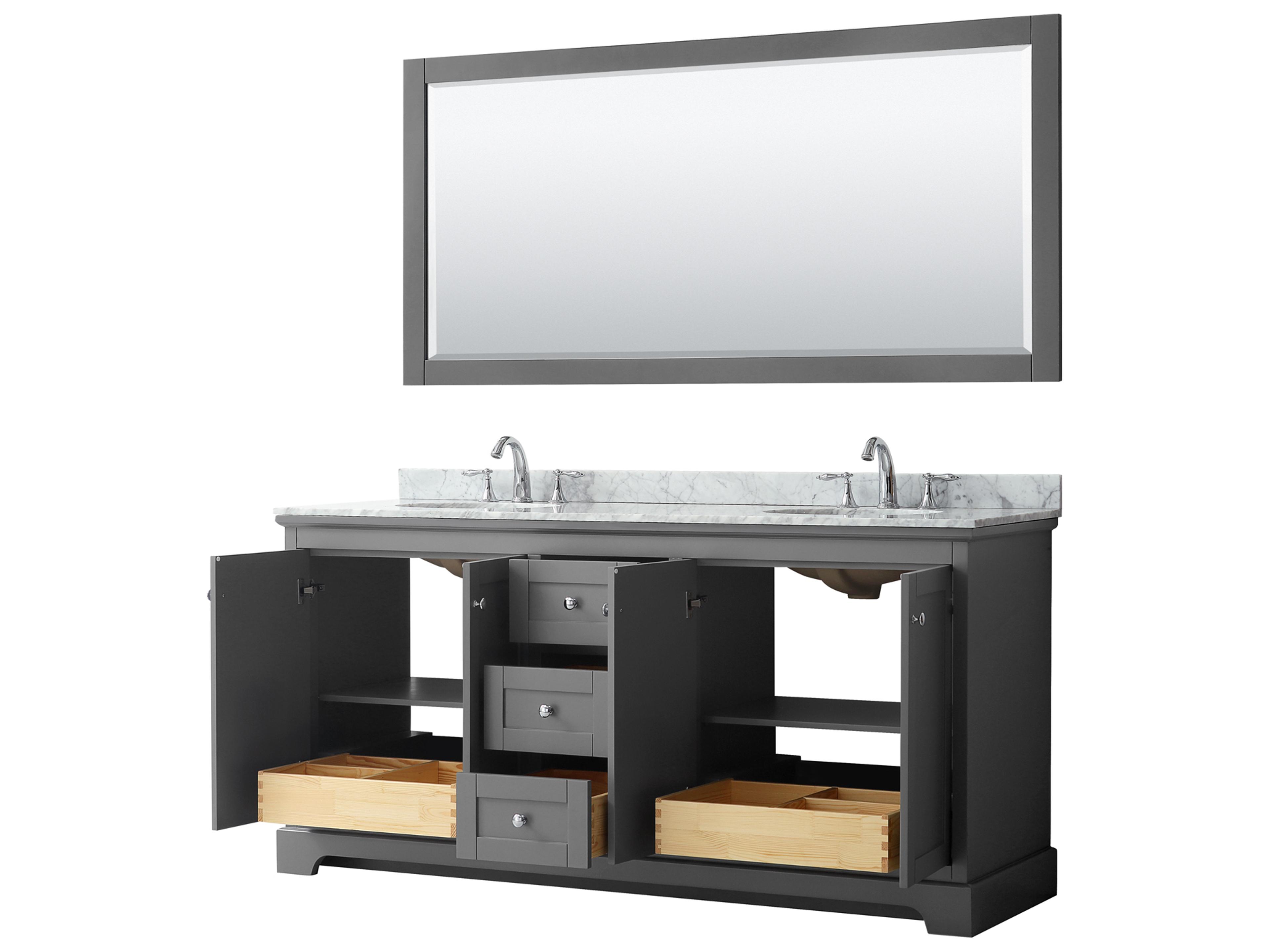 Wyndham Collection Avery 72" Dark Gray Vanity with 70" Mirror