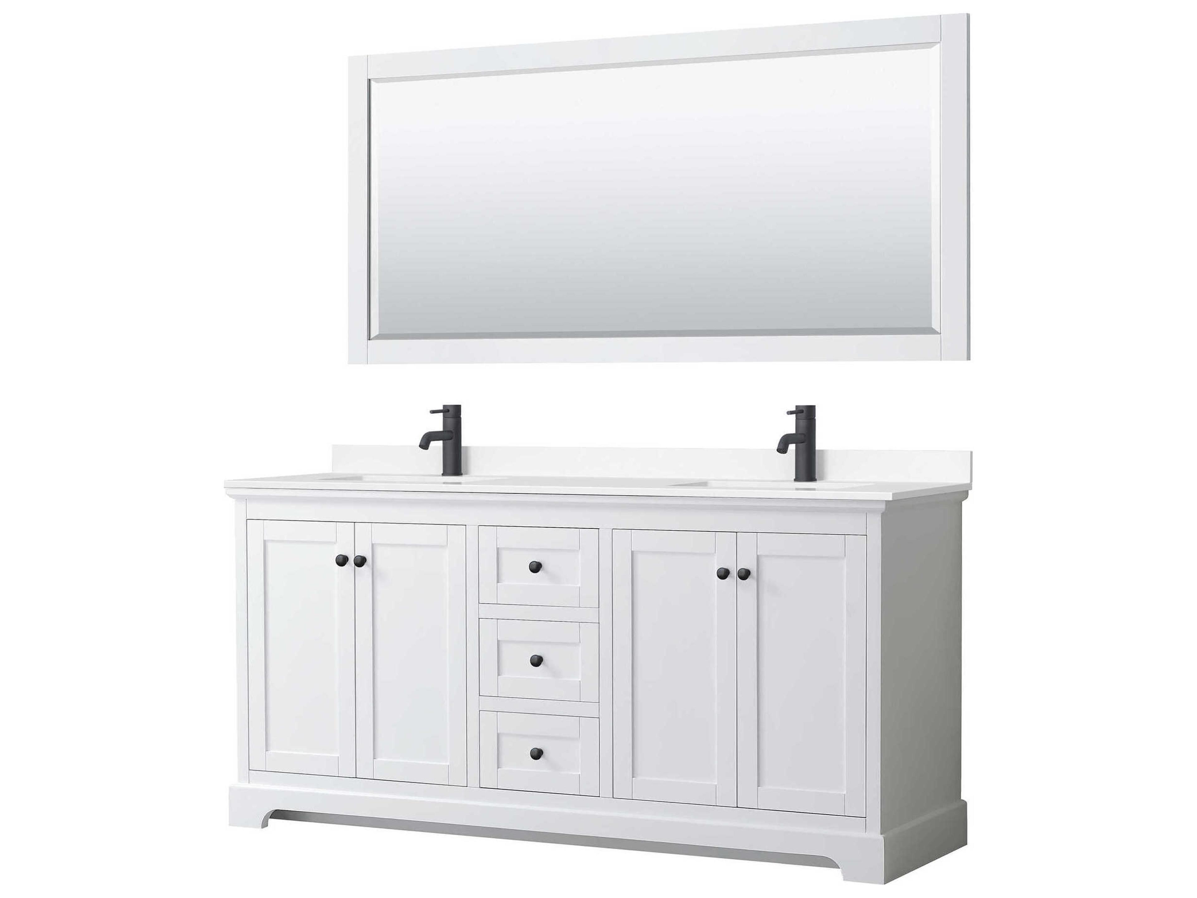 Wyndham Collection Avery 72" White Vanity with 70" Mirror