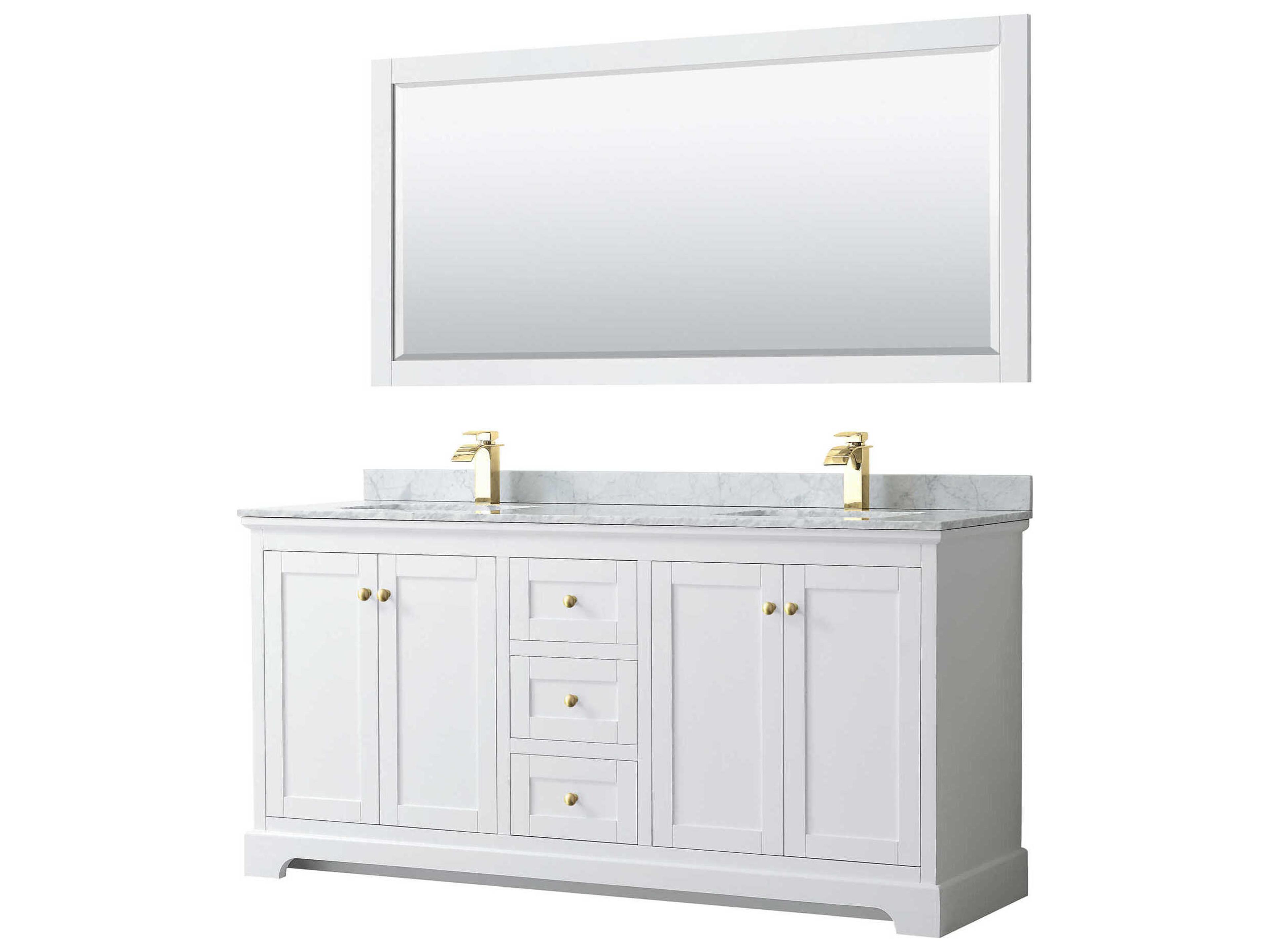 Wyndham Collection Avery 72" White Vanity with 70" Mirror