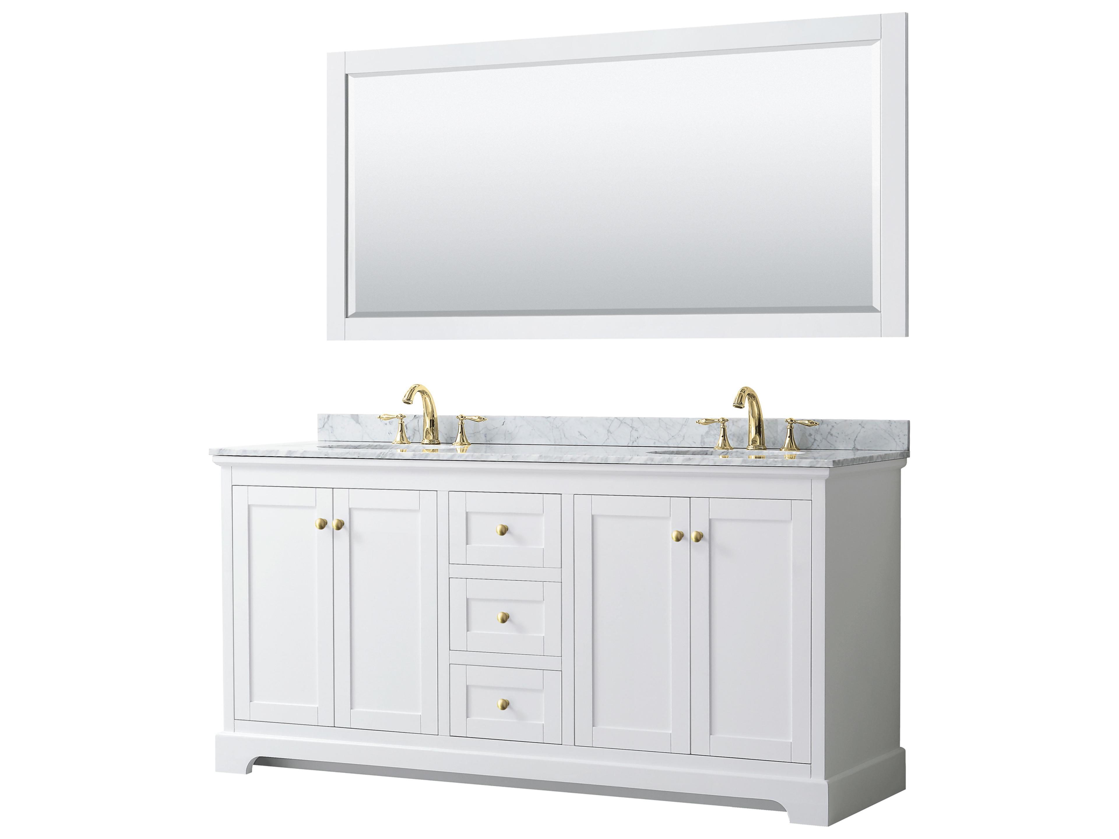 Wyndham Collection Avery 72" White Vanity with 70" Mirror
