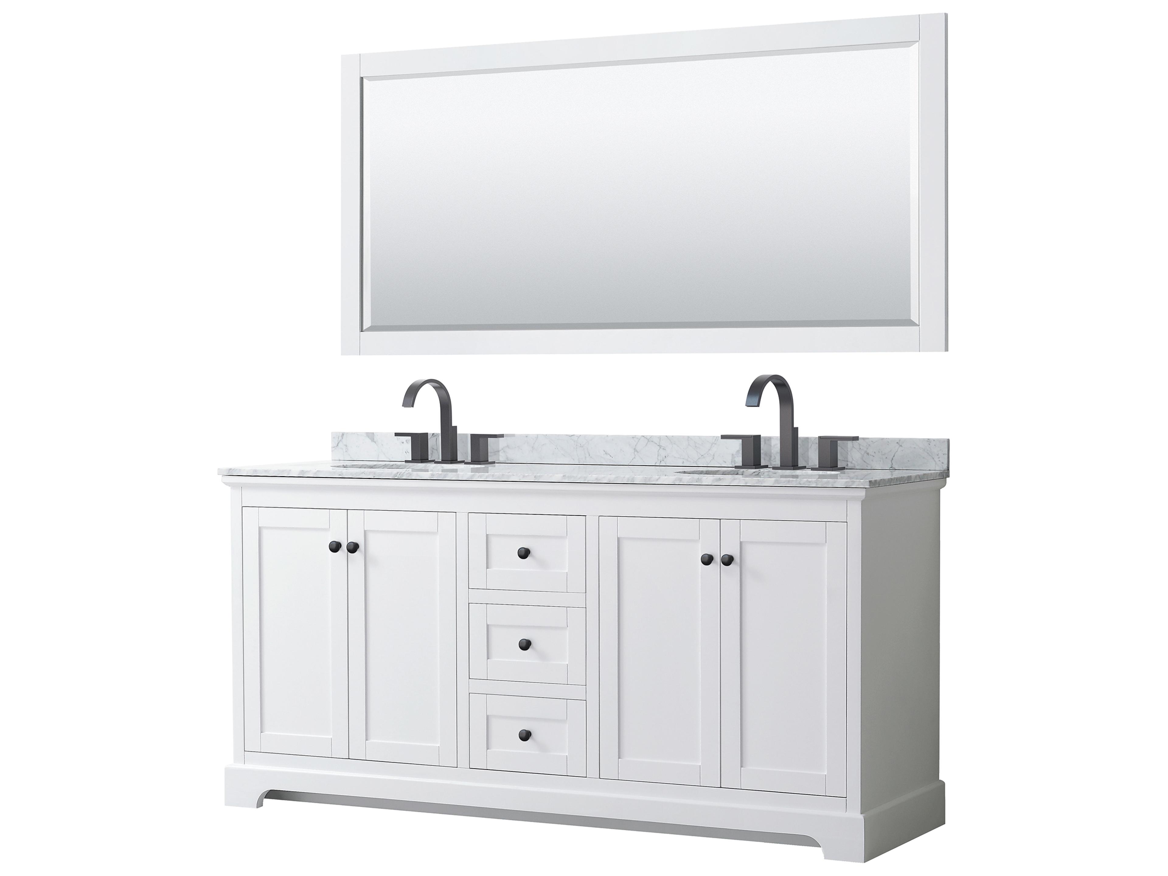 Wyndham Collection Avery 72" White Vanity with 70" Mirror