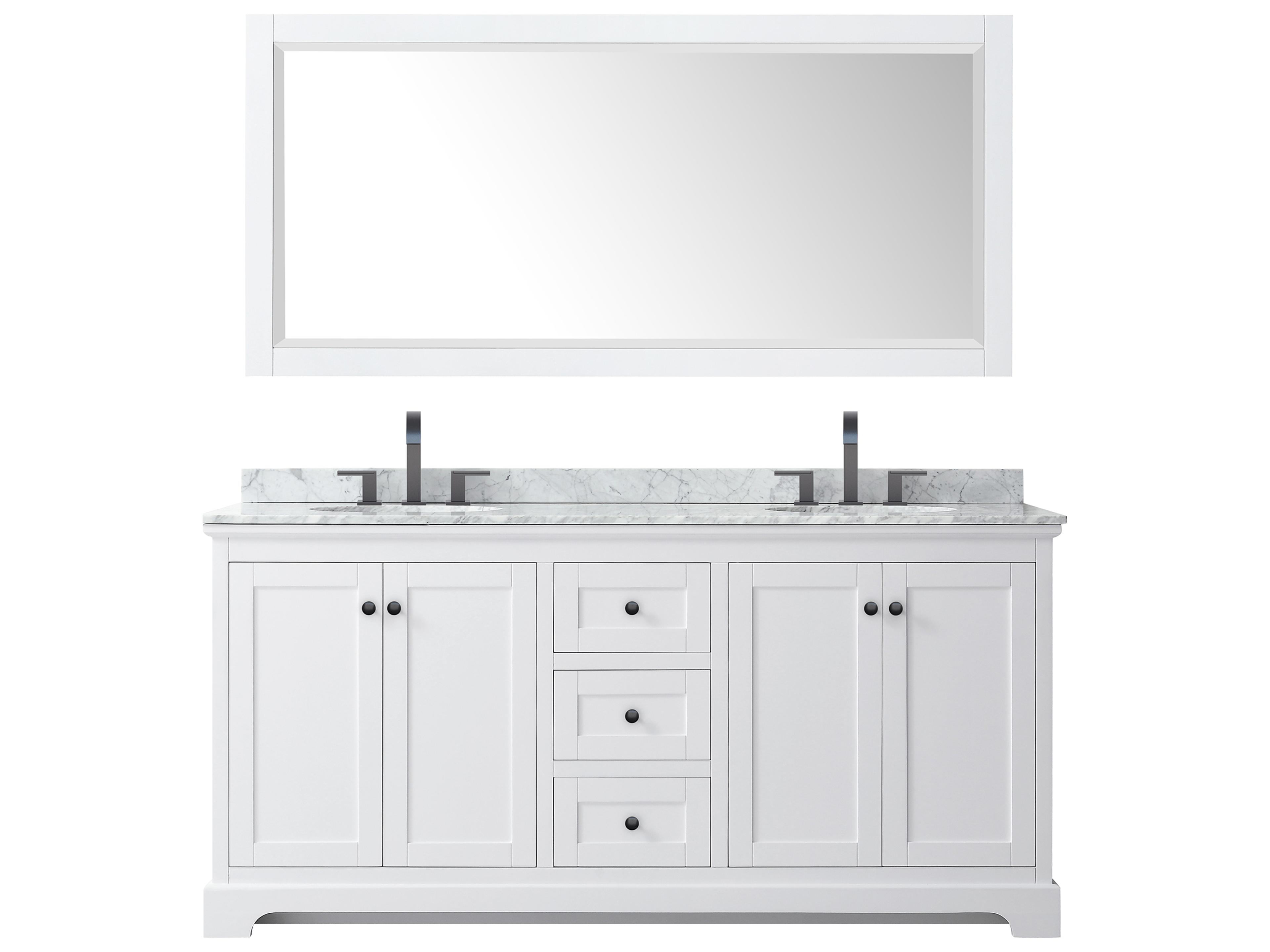 Wyndham Collection Avery 72" White Vanity with 70" Mirror