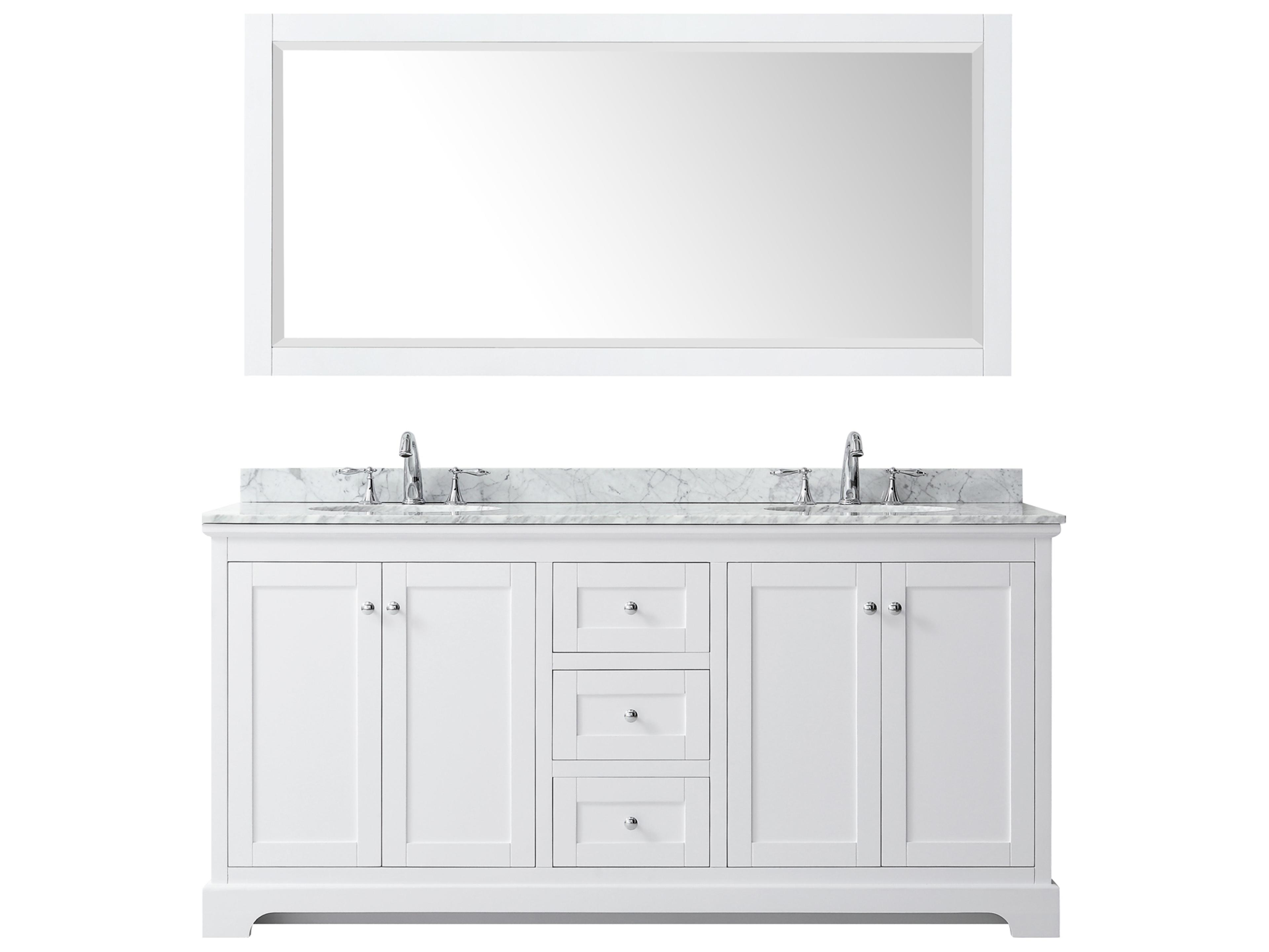 Wyndham Collection Avery 72" White Vanity with 70" Mirror