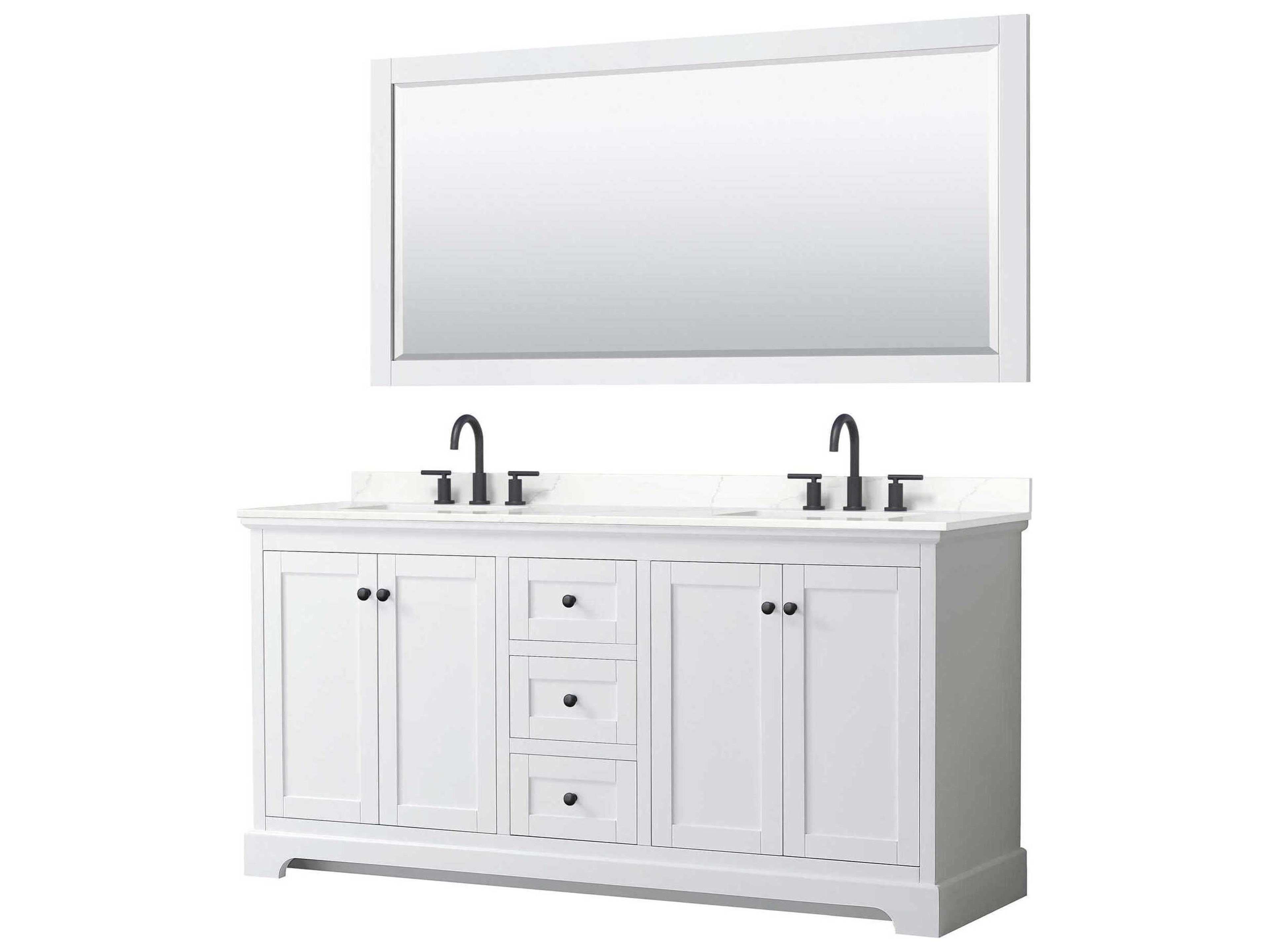 Wyndham Collection Avery 72" White Vanity with 70" Mirror