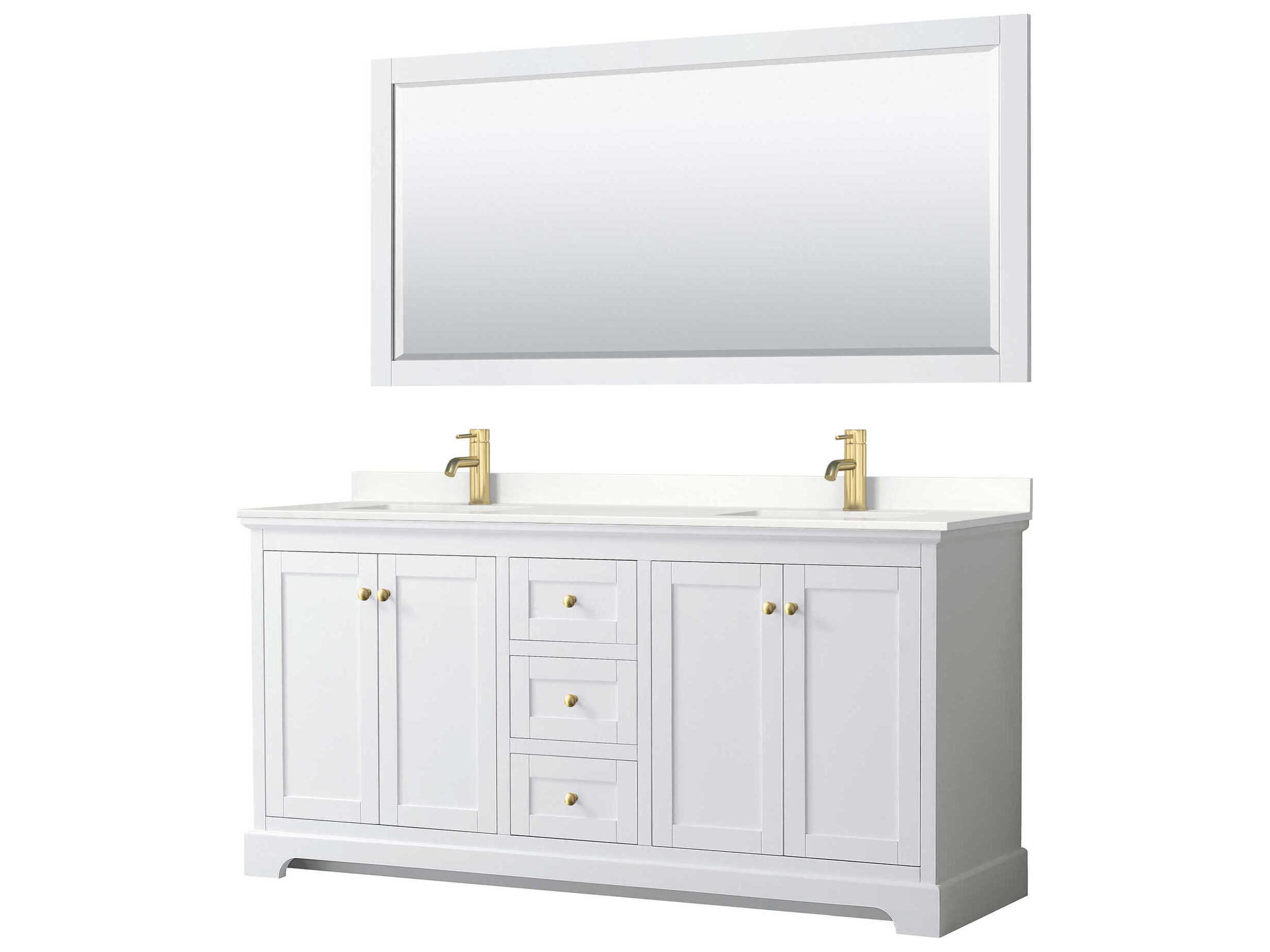 Wyndham Collection Avery 72" White Vanity with 70" Mirror
