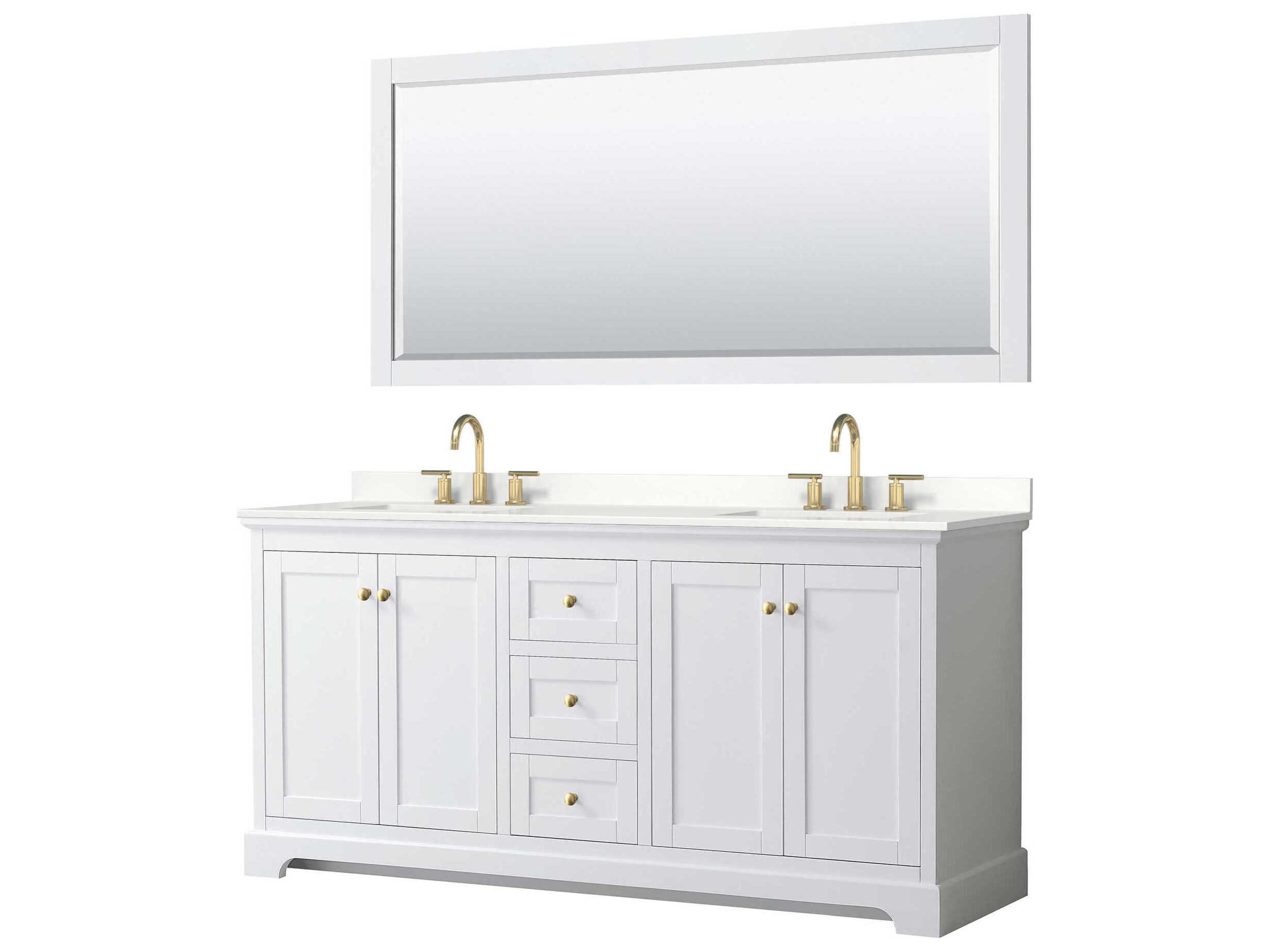 Wyndham Collection Avery 72" White Vanity with 70" Mirror