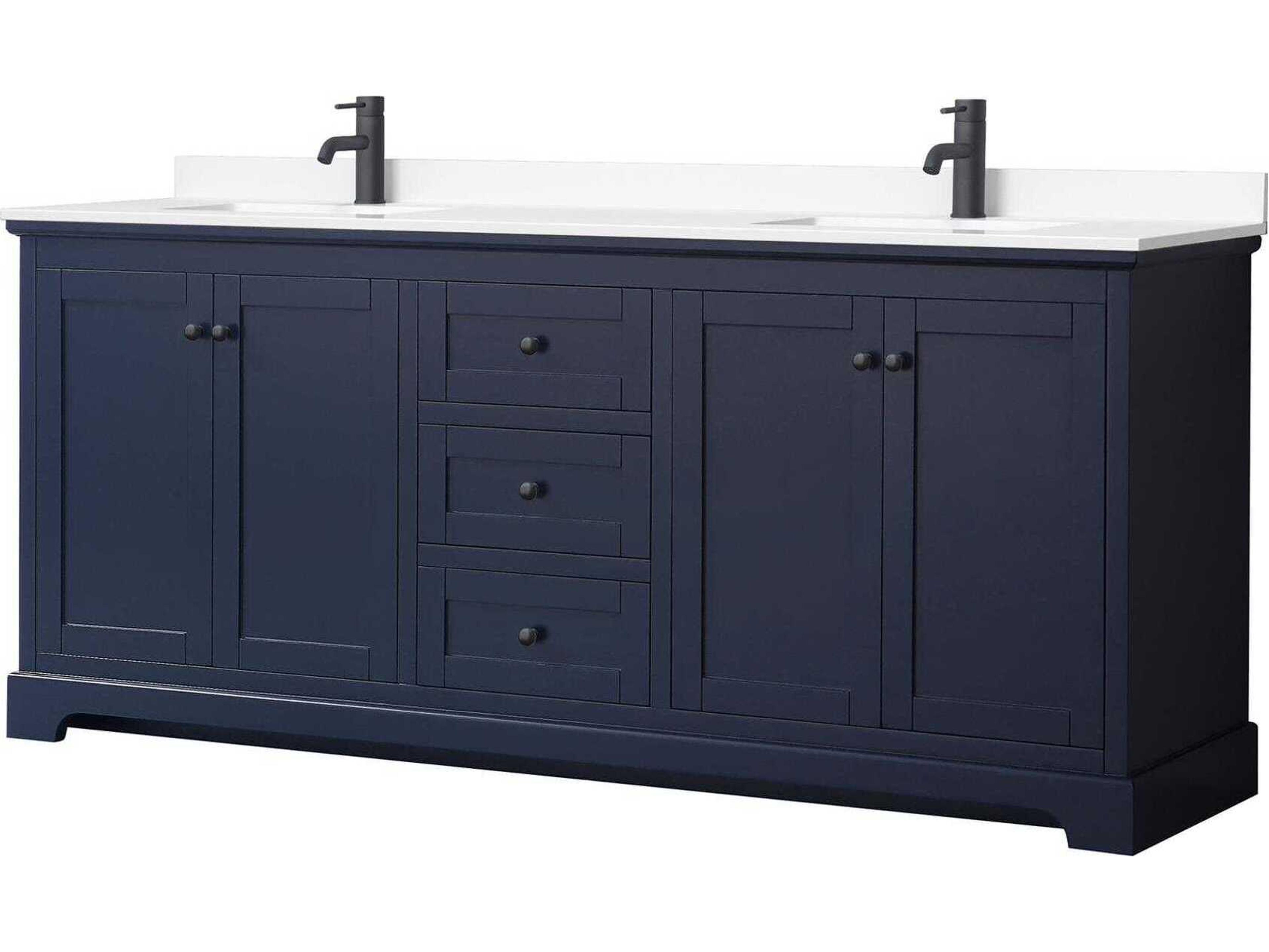 Wyndham Collection Avery 80" Dark Blue Vanity