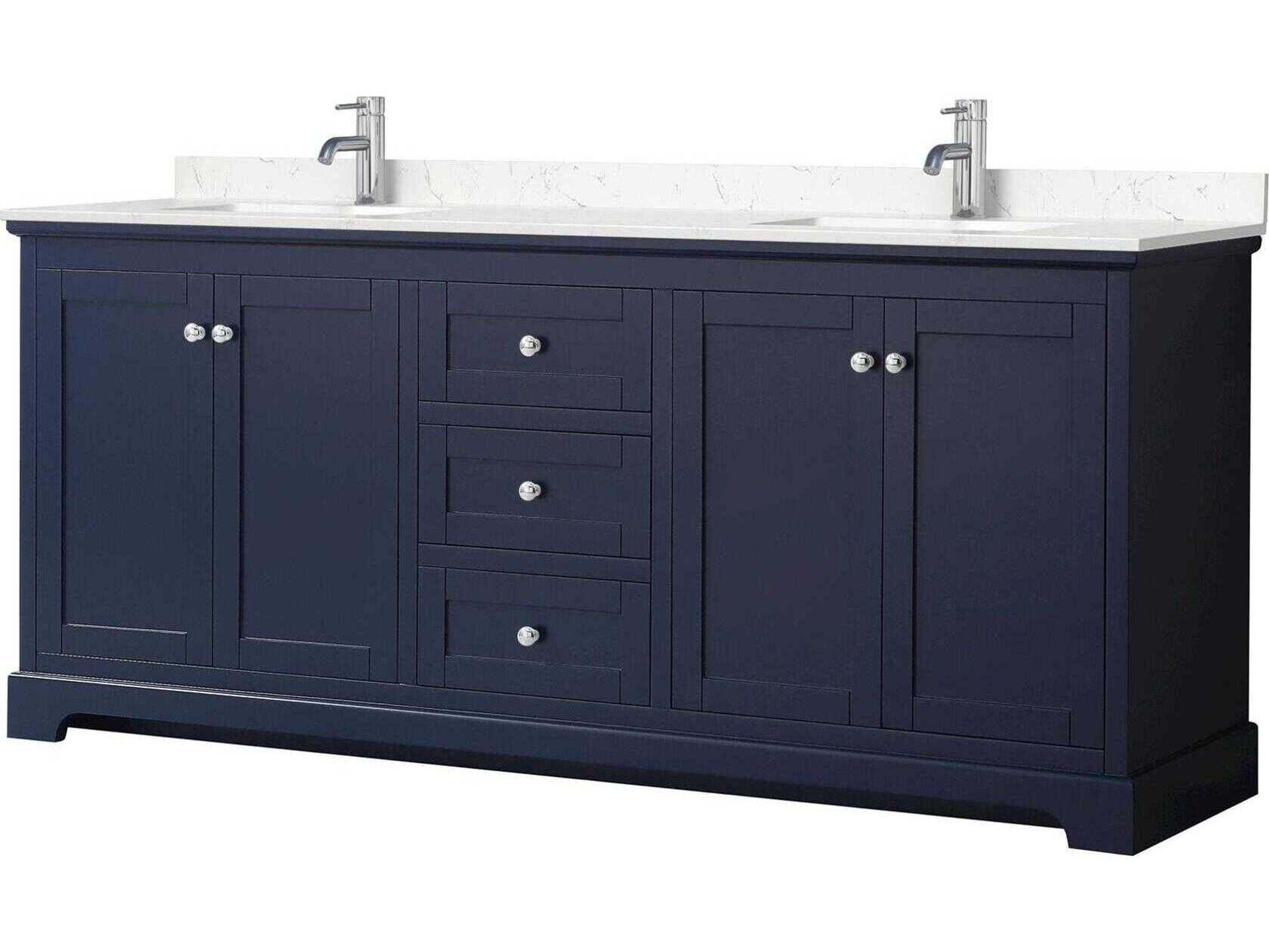 Wyndham Collection Avery 80" Dark Blue Vanity