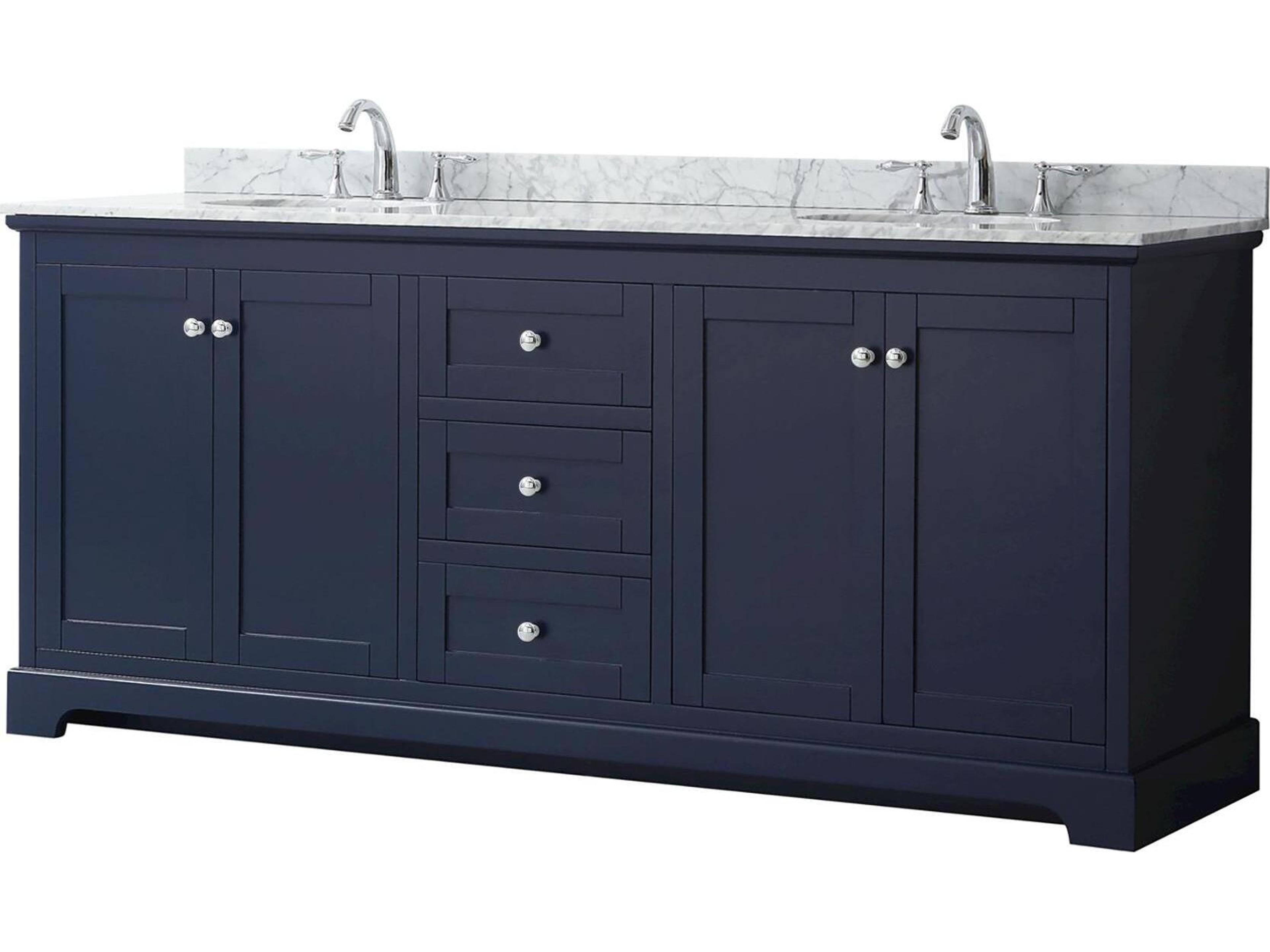 Wyndham Collection Avery 80" Dark Blue Vanity