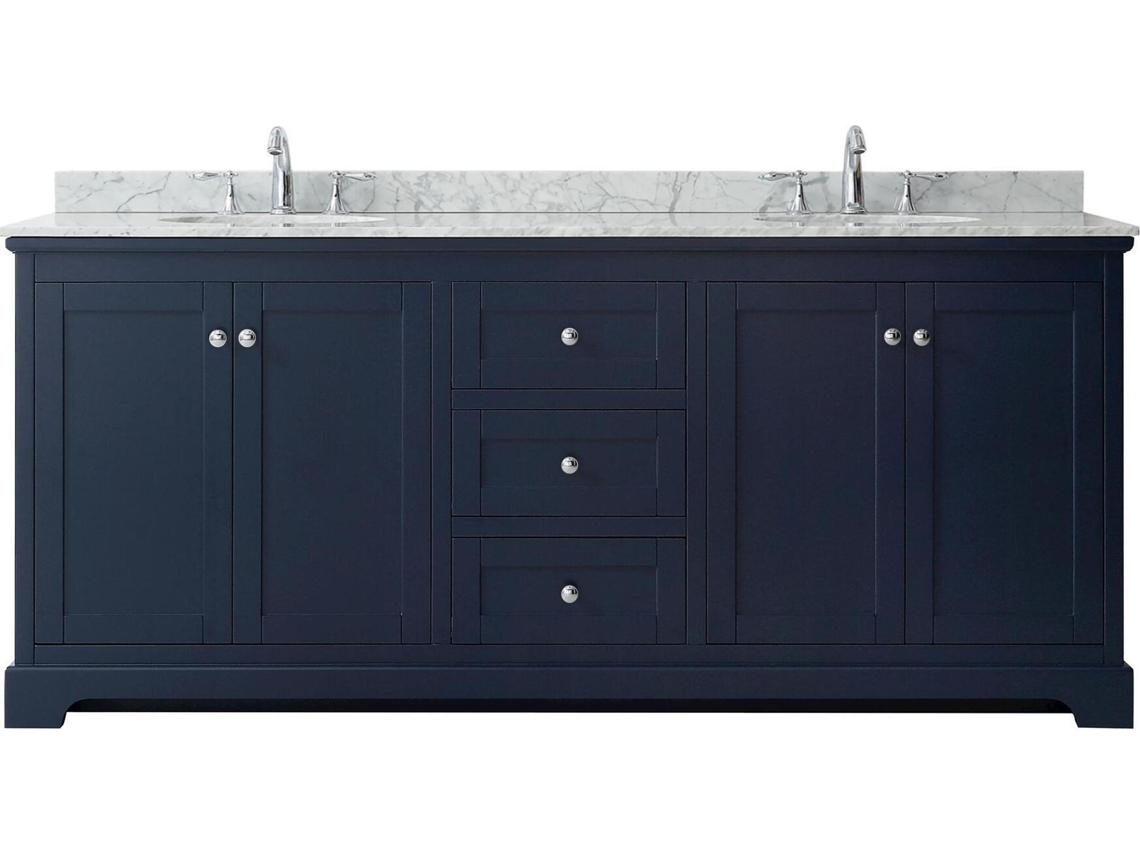 Wyndham Collection Avery 80" Dark Blue Vanity