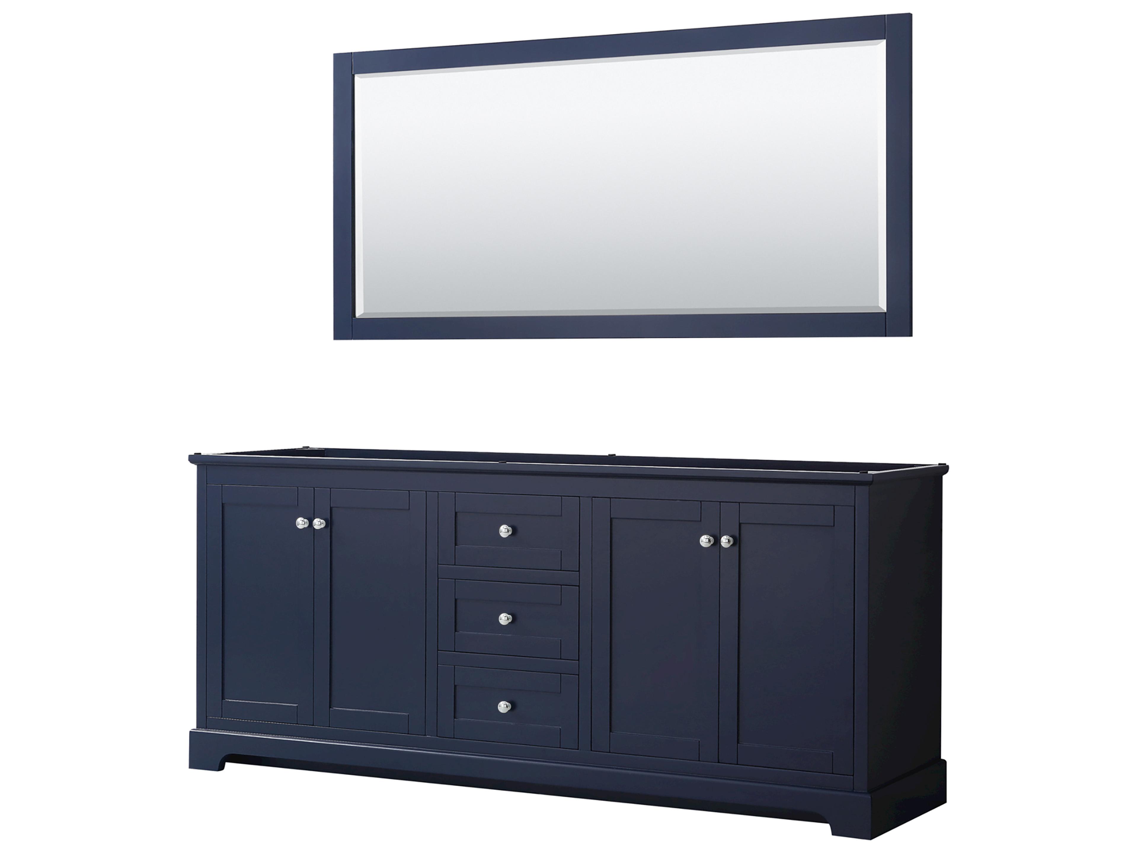 Wyndham Collection Avery 79" Dark Blue Vanity with 70" Mirror
