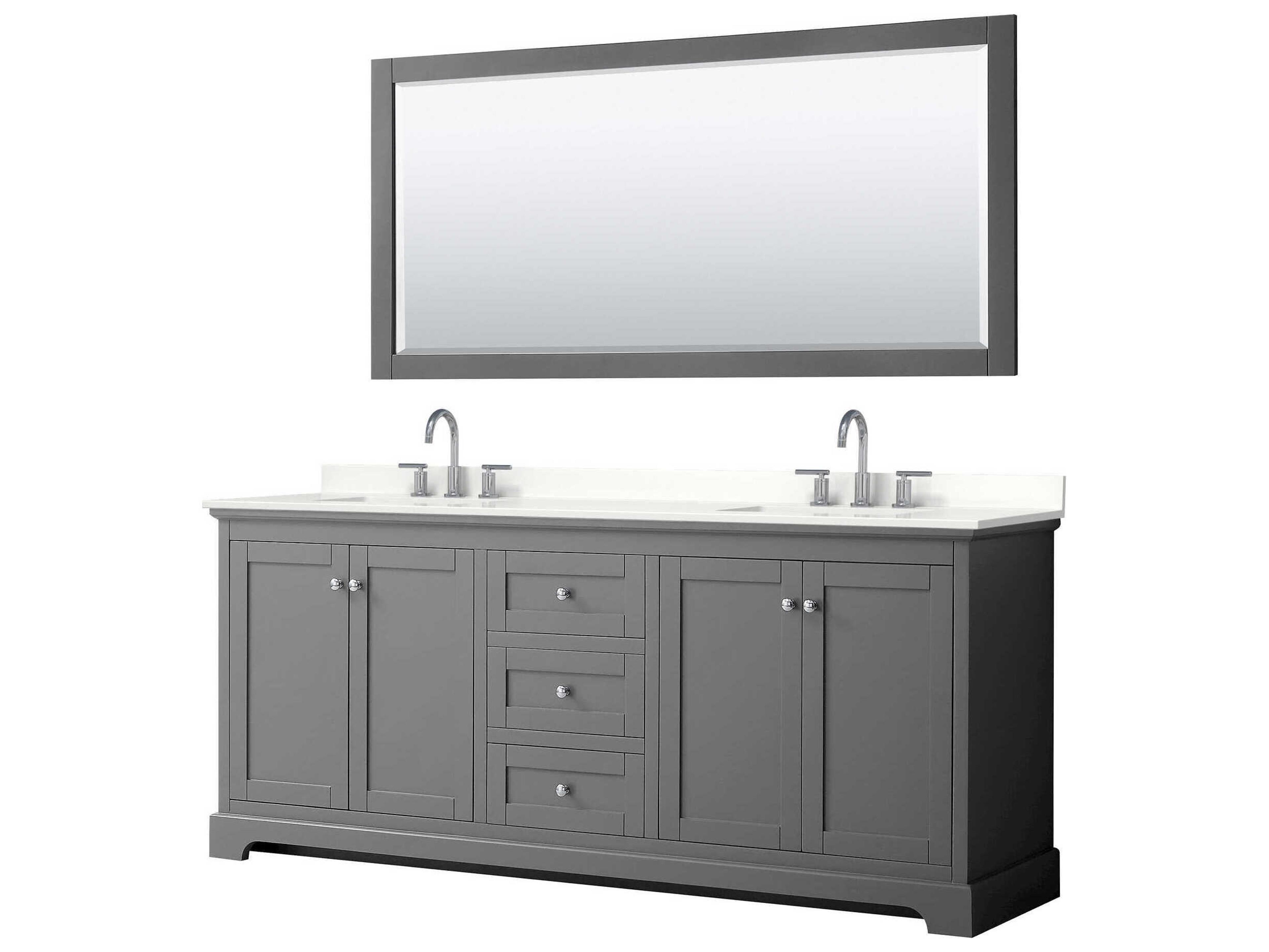 Wyndham Collection Avery 80" Dark Gray Vanity with 70" Mirror