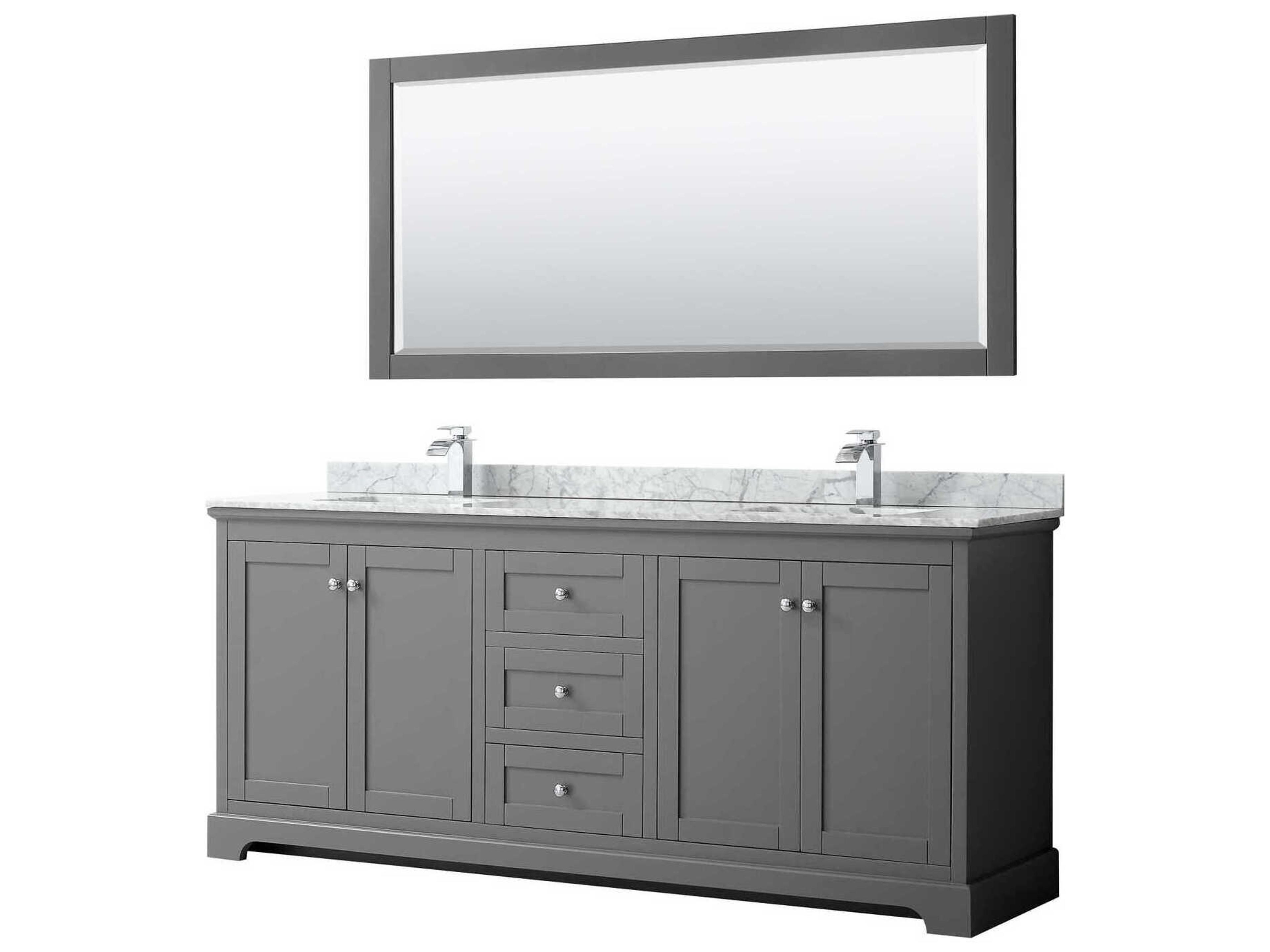 Wyndham Collection Avery 80" Dark Gray Vanity with 70" Mirror