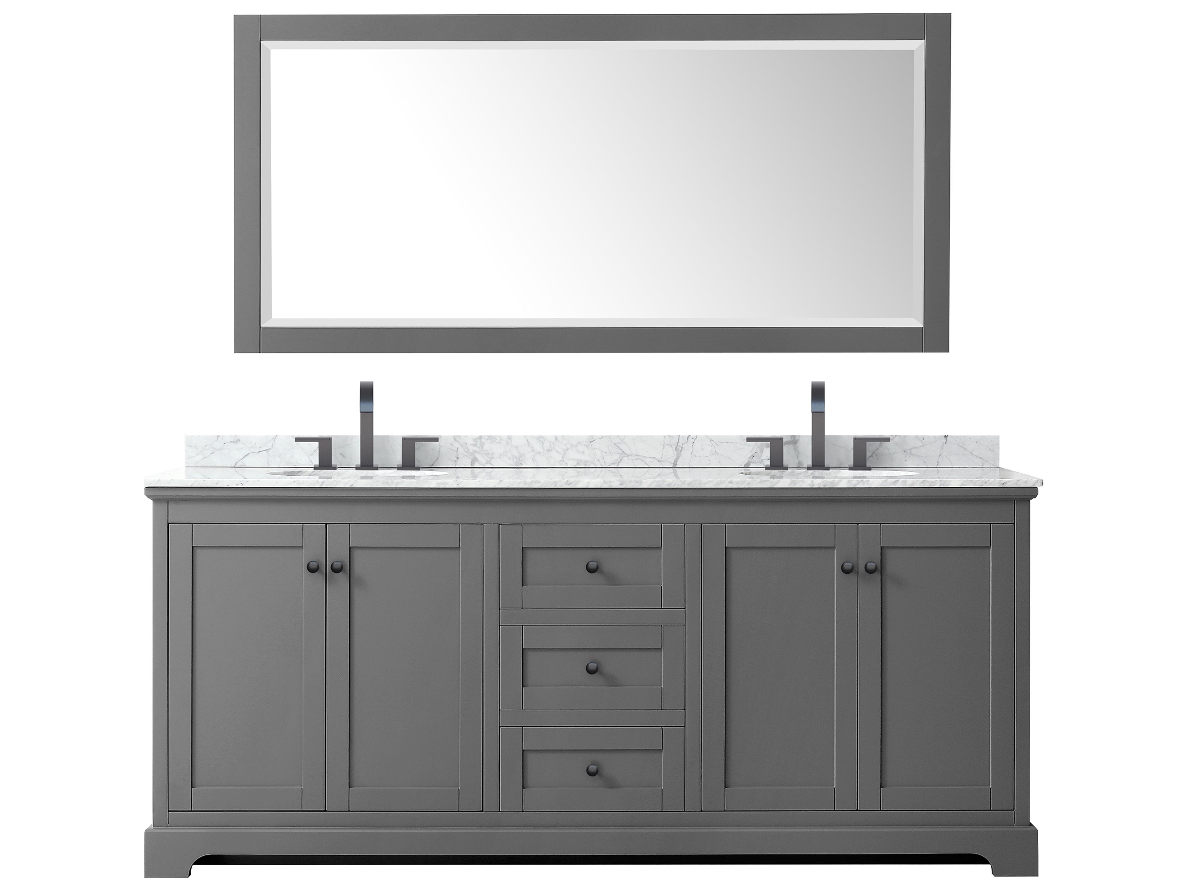 Wyndham Collection Avery 80" Dark Gray Vanity with 70" Mirror