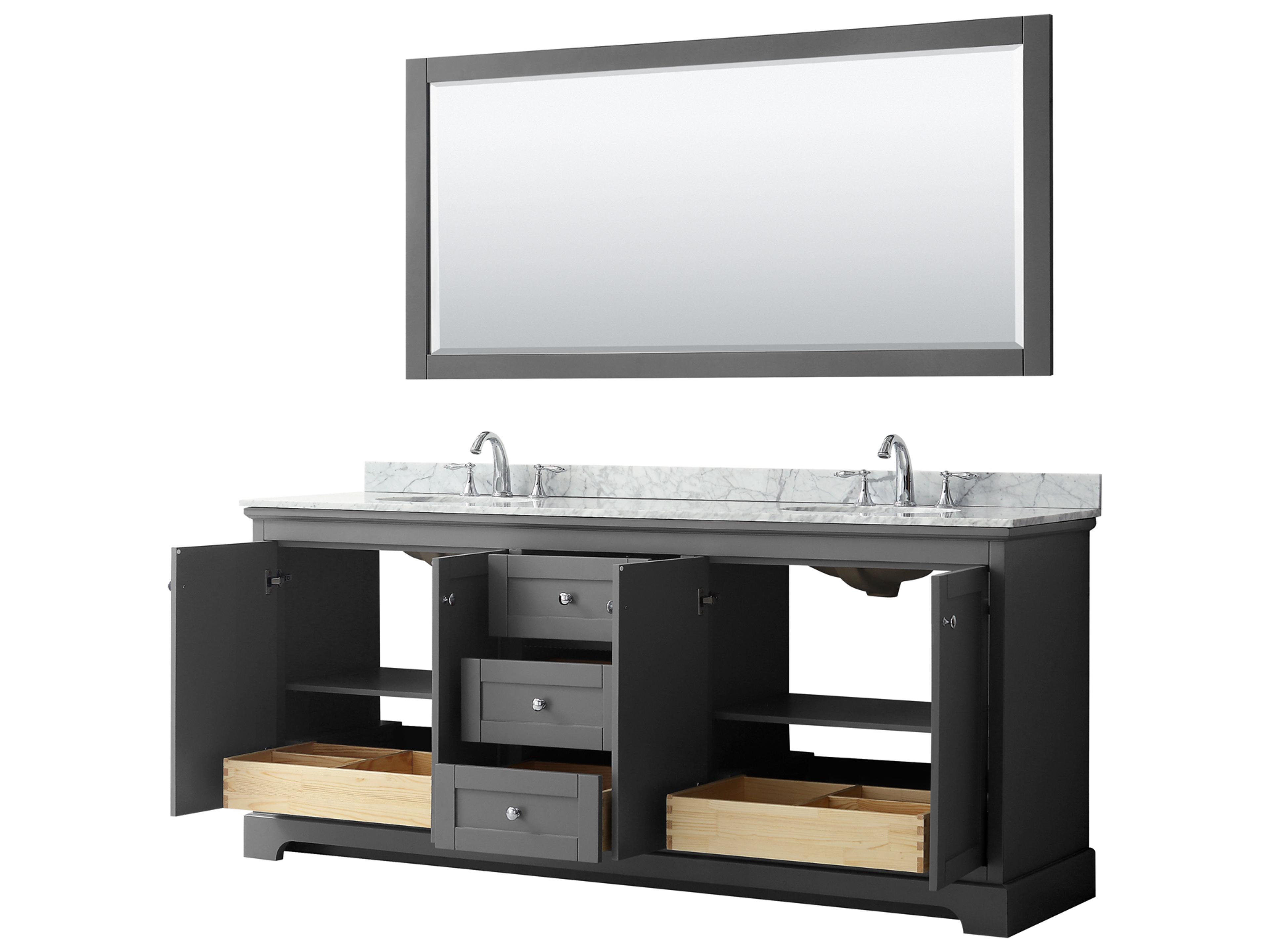 Wyndham Collection Avery 80" Dark Gray Vanity with 70" Mirror