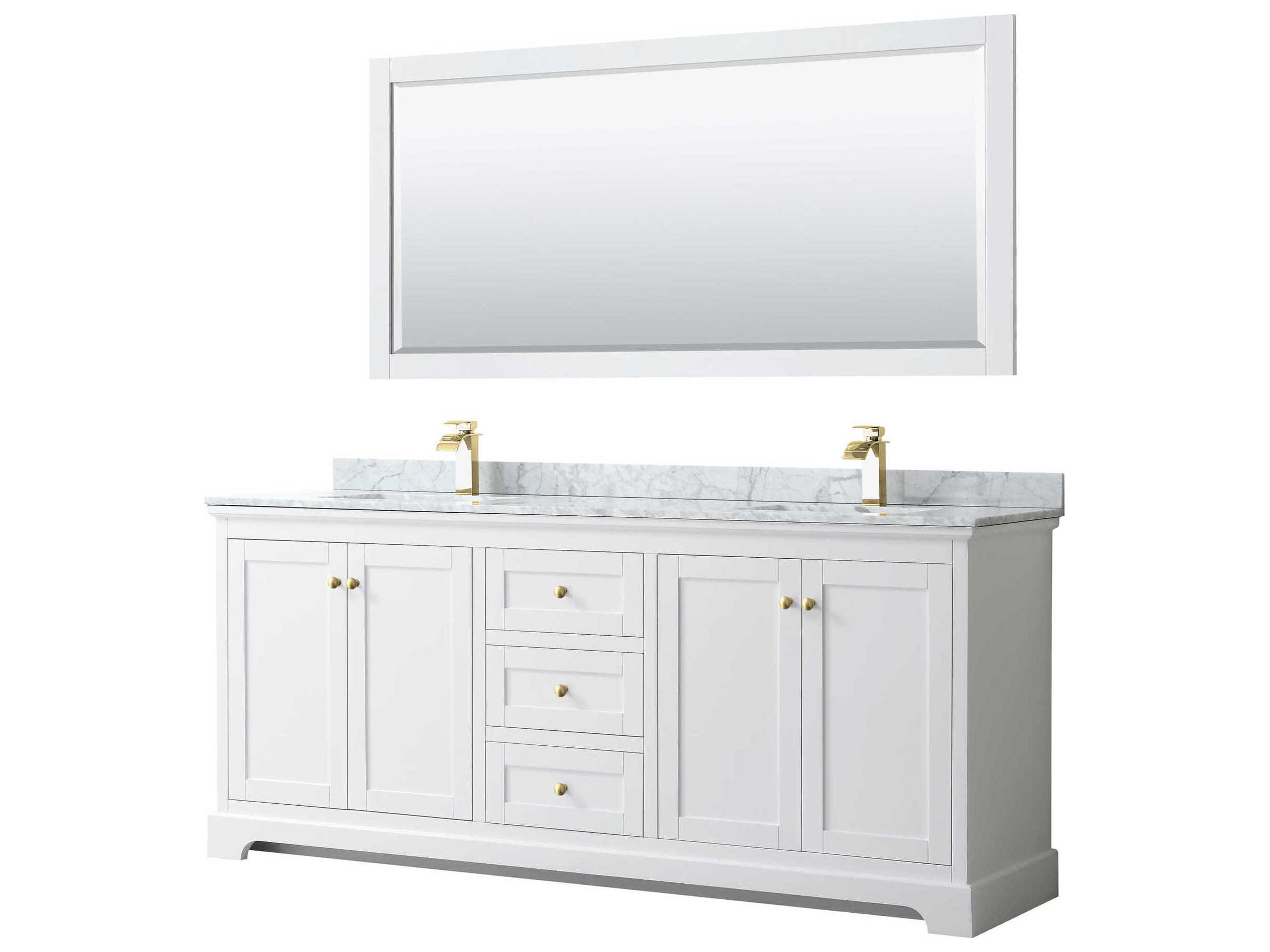 Wyndham Collection Avery 80" White Vanity with 70" Mirror