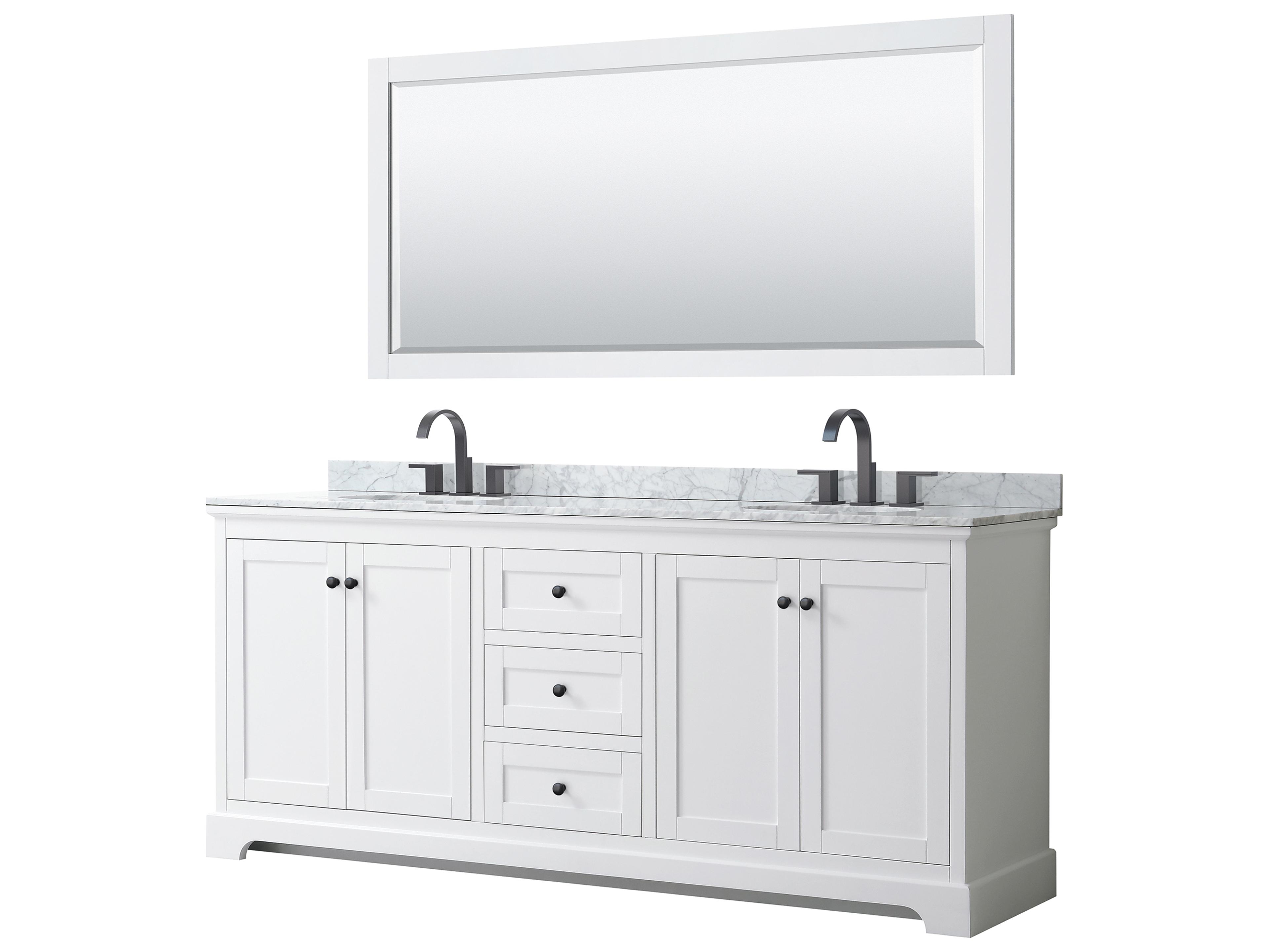 Wyndham Collection Avery 80" White Vanity with 70" Mirror
