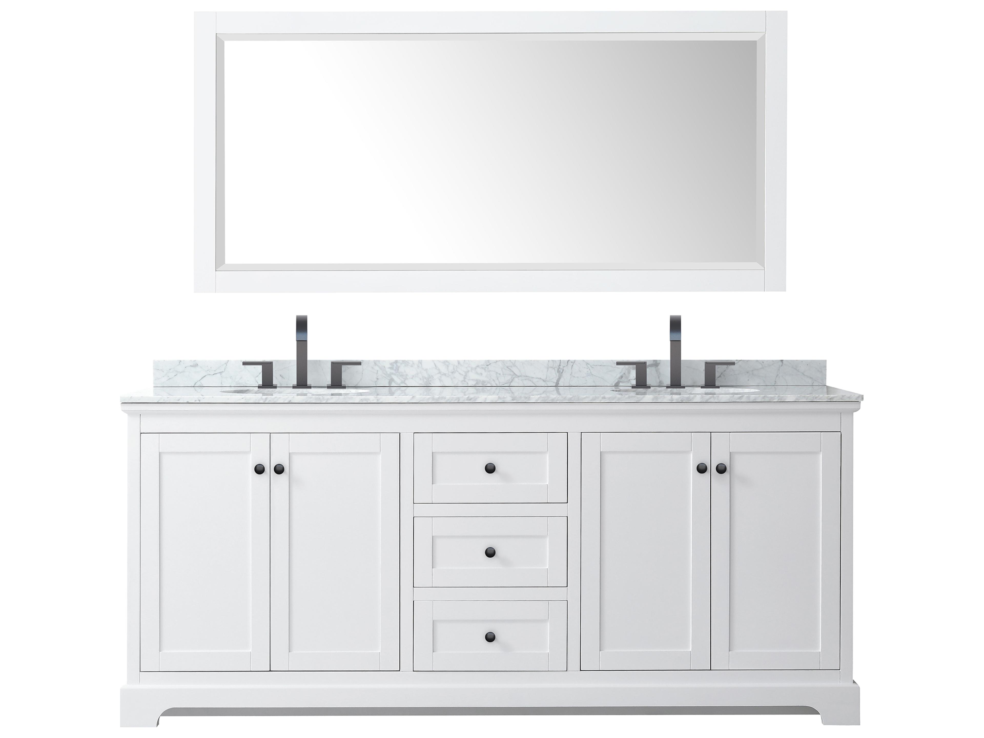 Wyndham Collection Avery 80" White Vanity with 70" Mirror