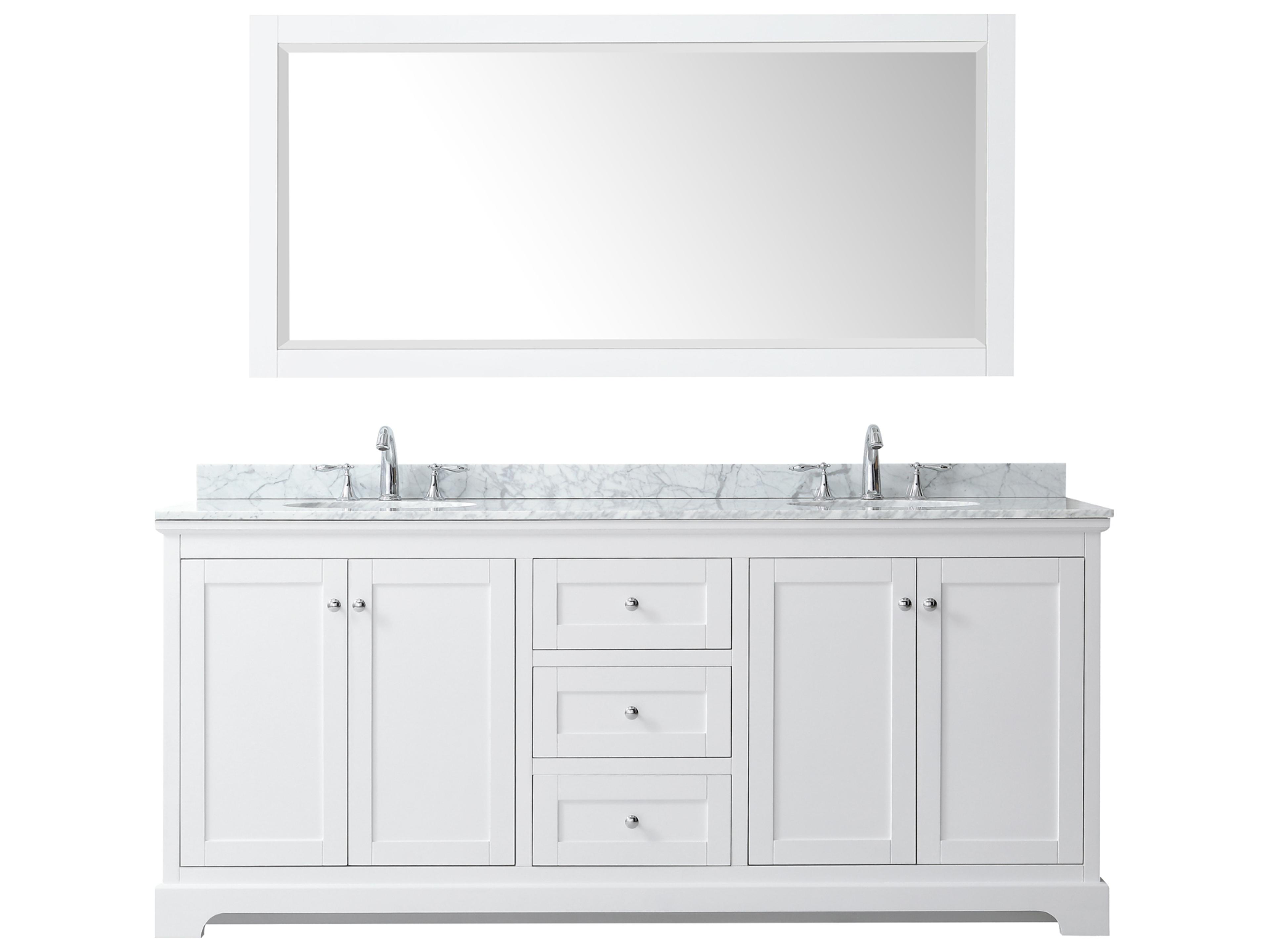 Wyndham Collection Avery 80" White Vanity with 70" Mirror