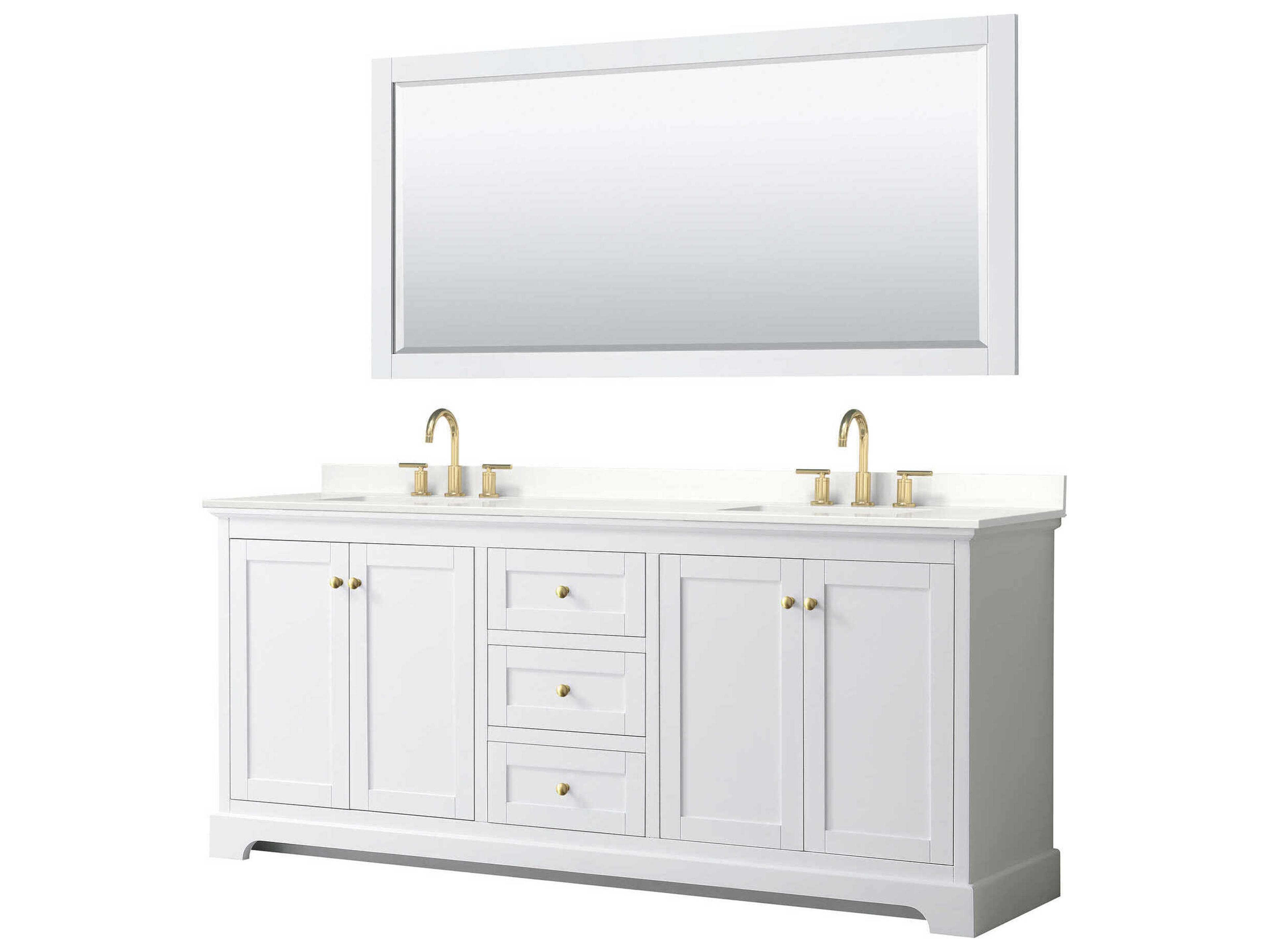 Wyndham Collection Avery 80" White Vanity with 70" Mirror