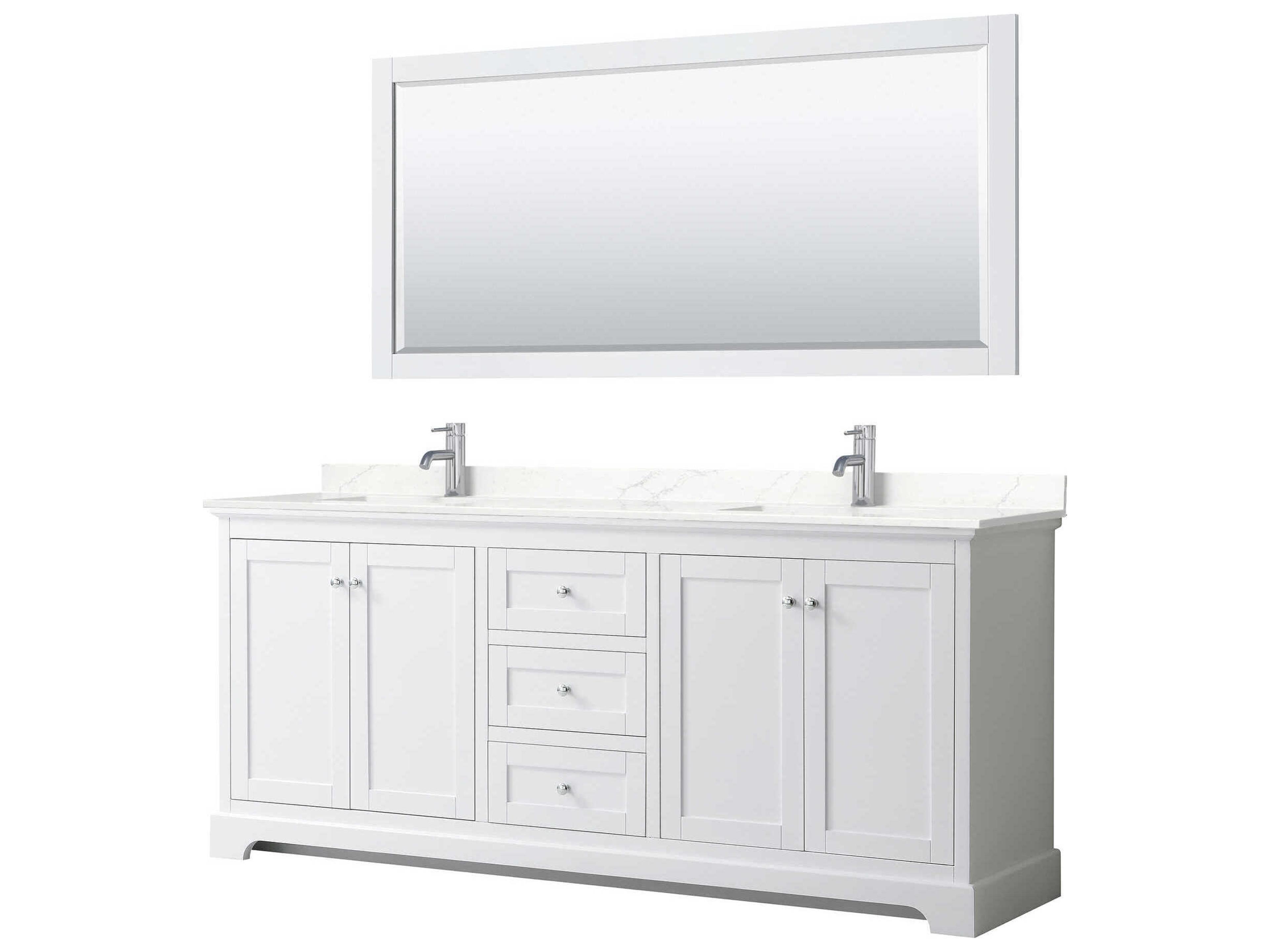 Wyndham Collection Avery 80" White Vanity with 70" Mirror