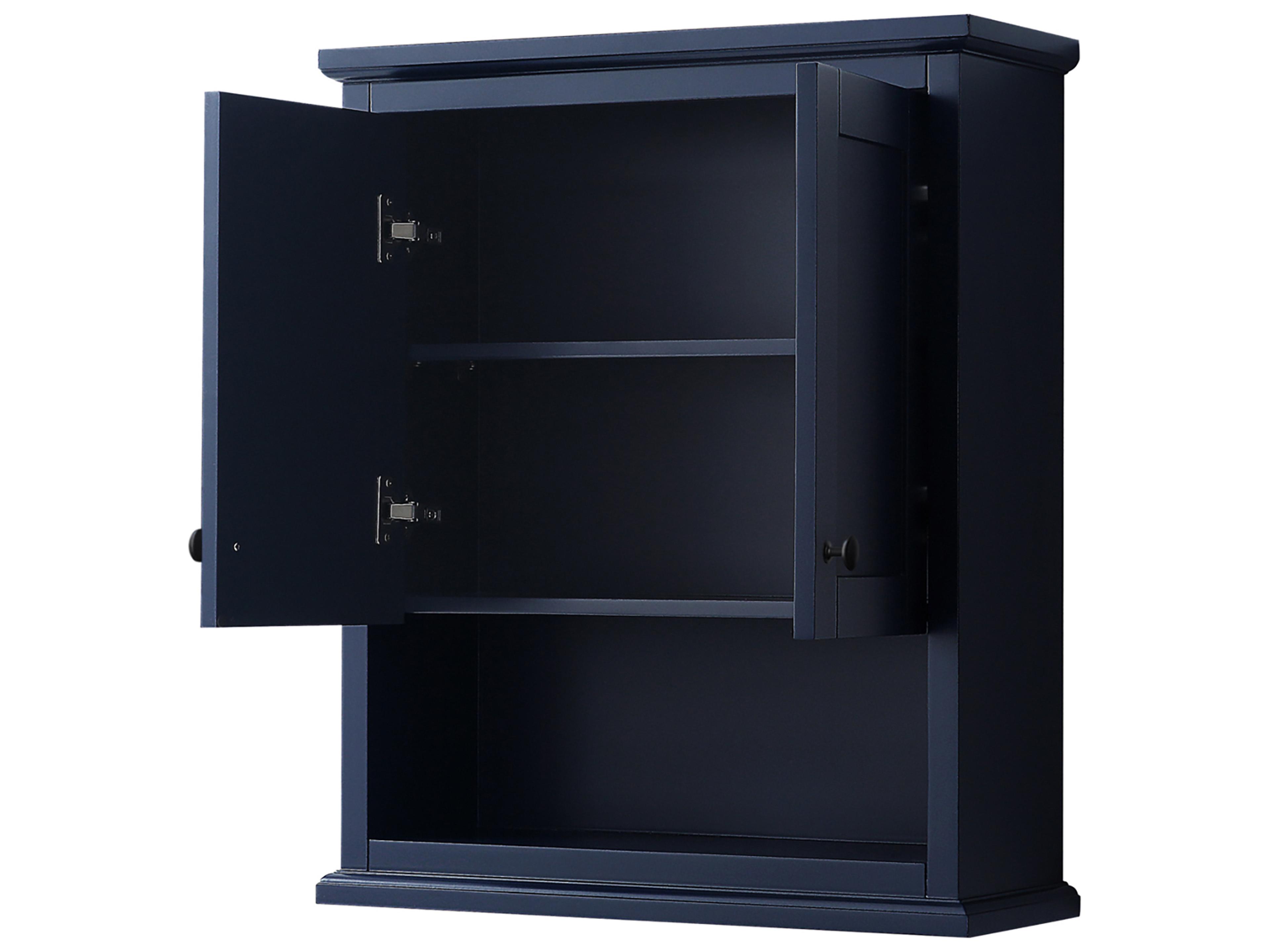 Wyndham Collection Avery Dark Blue Over-the-Toilet Bathroom Wall-Mounted Storage Cabinet