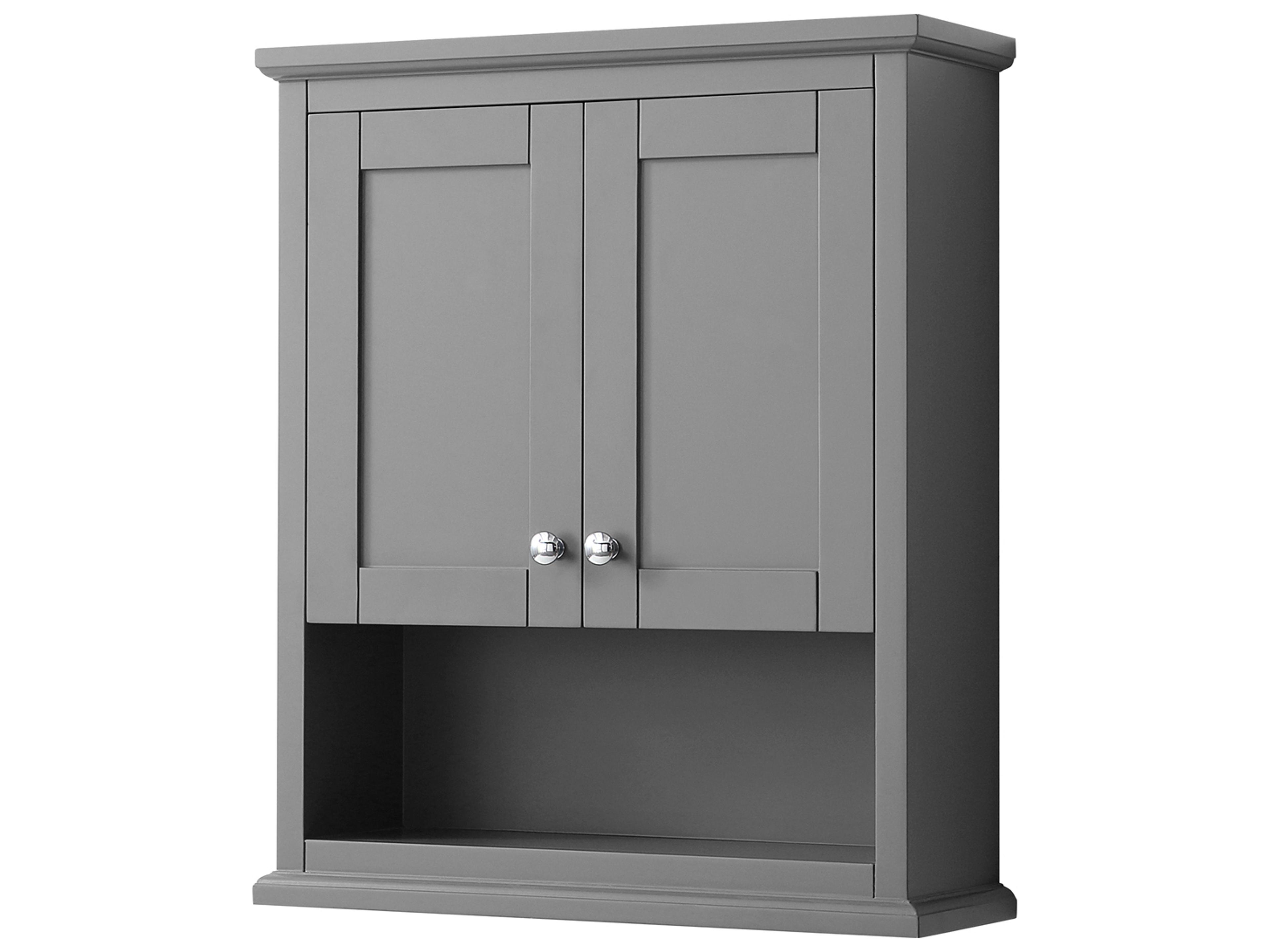 Wyndham Collection Avery Dark Gray Over-the-Toilet Bathroom Wall-Mounted Storage Cabinet