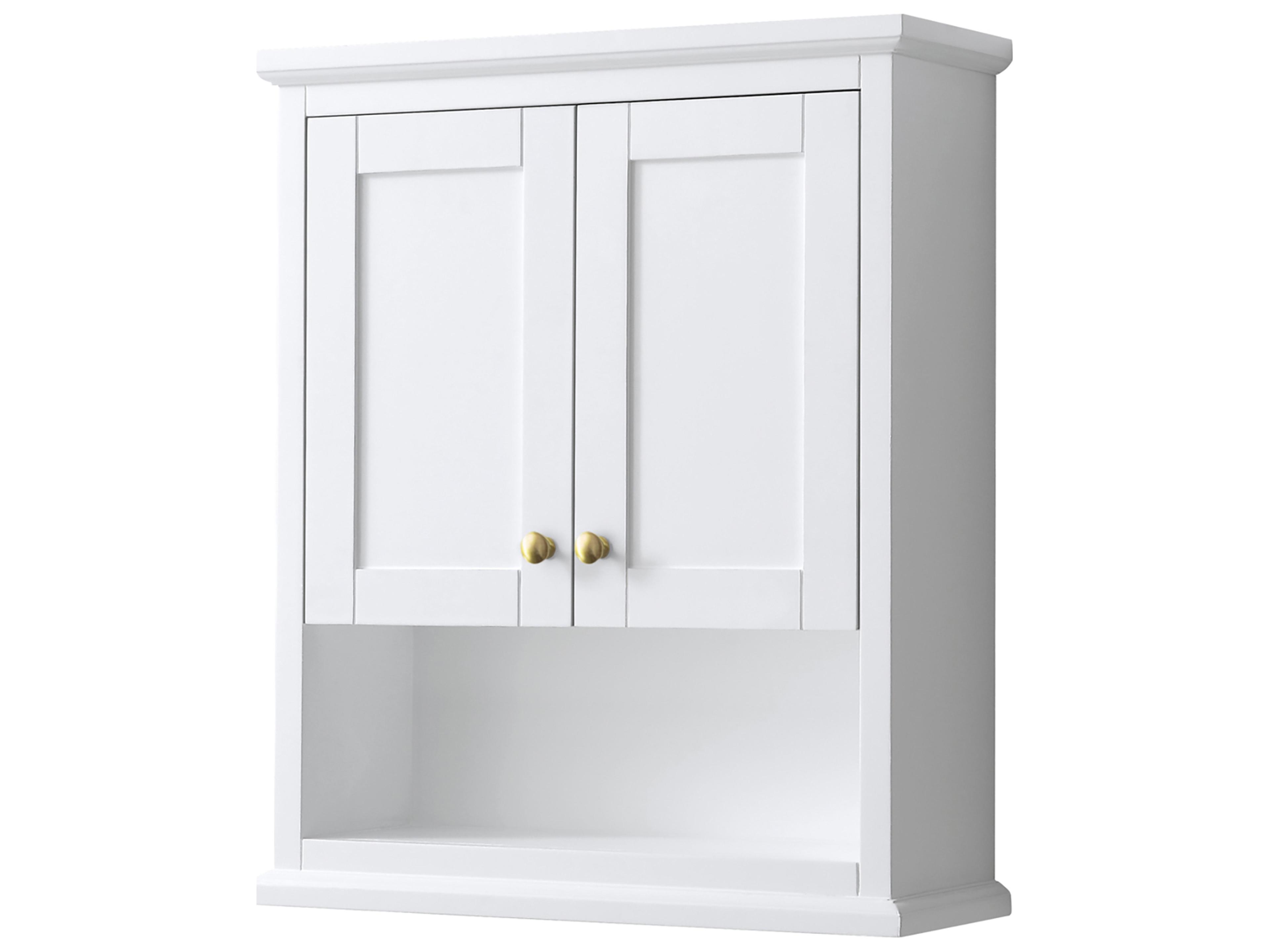 Wyndham Collection Avery White Over-the-Toilet Bathroom Wall-Mounted Storage Cabinet