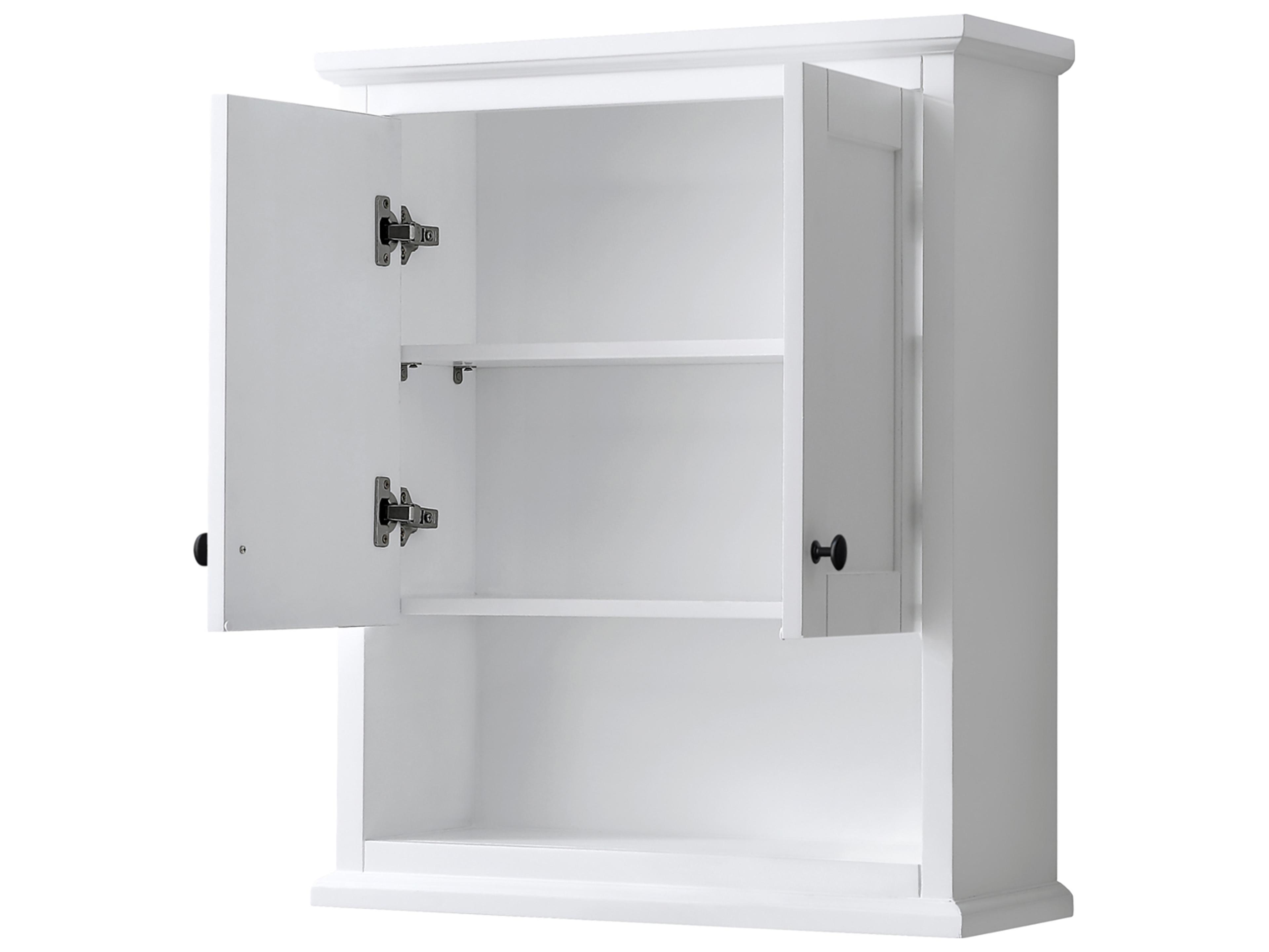 Wyndham Collection Avery White Over-the-Toilet Bathroom Wall-Mounted Storage Cabinet