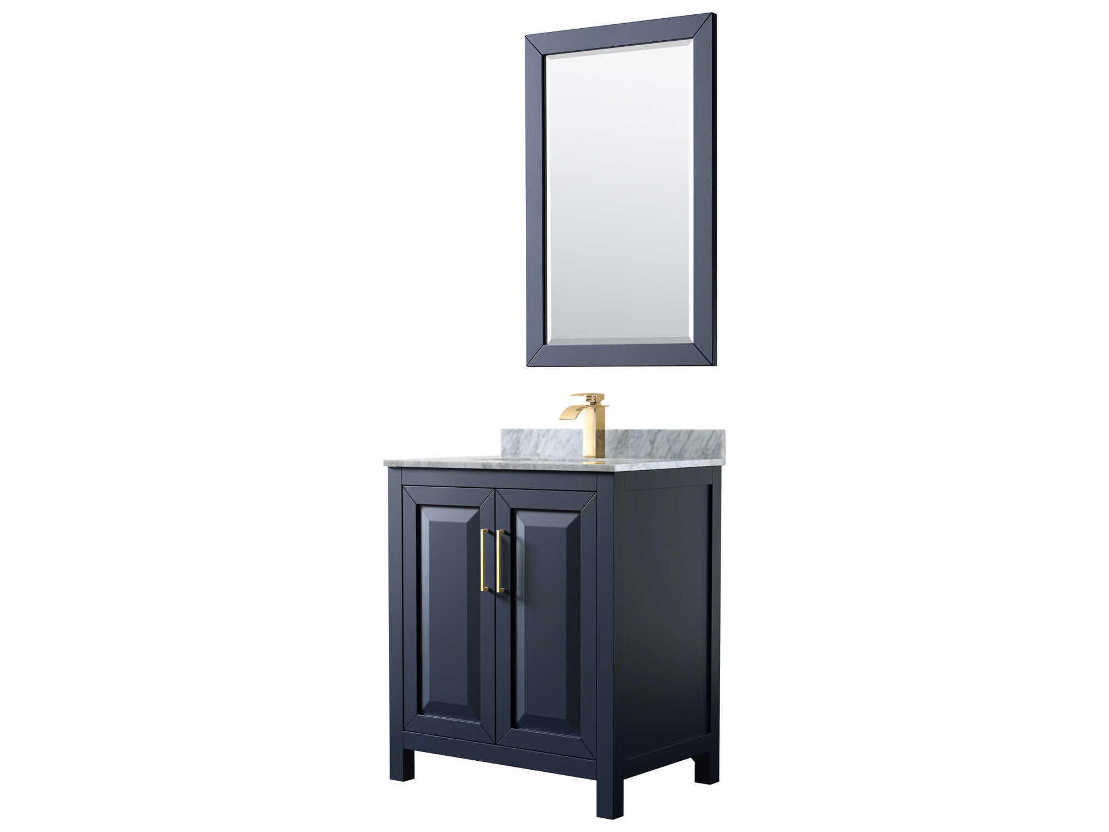 Wyndham Collection Daria 30" Dark Blue Vanity with 24" Mirror