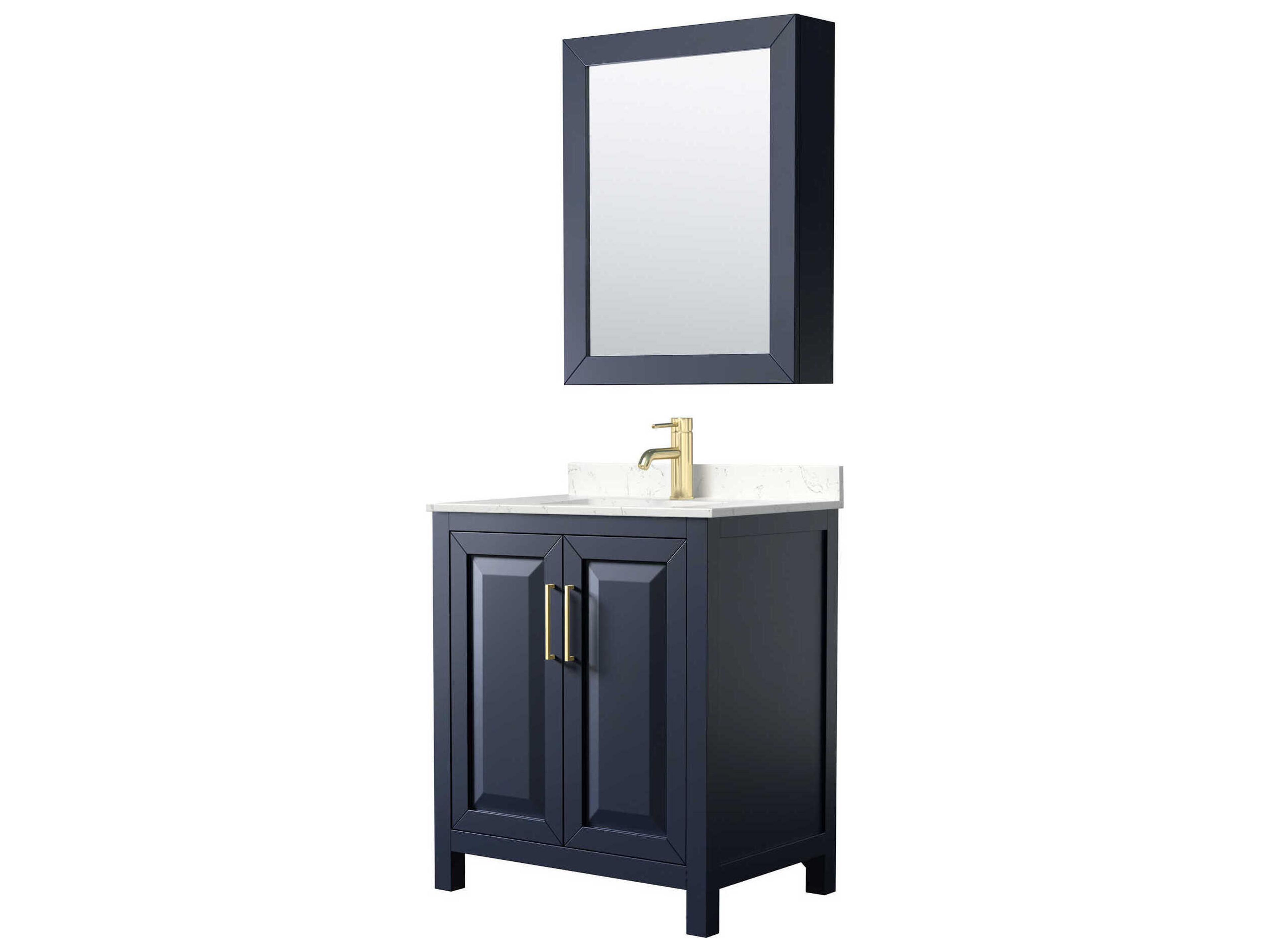 Wyndham Collection Daria 30" Dark Blue Vanity with Medicine Cabinet