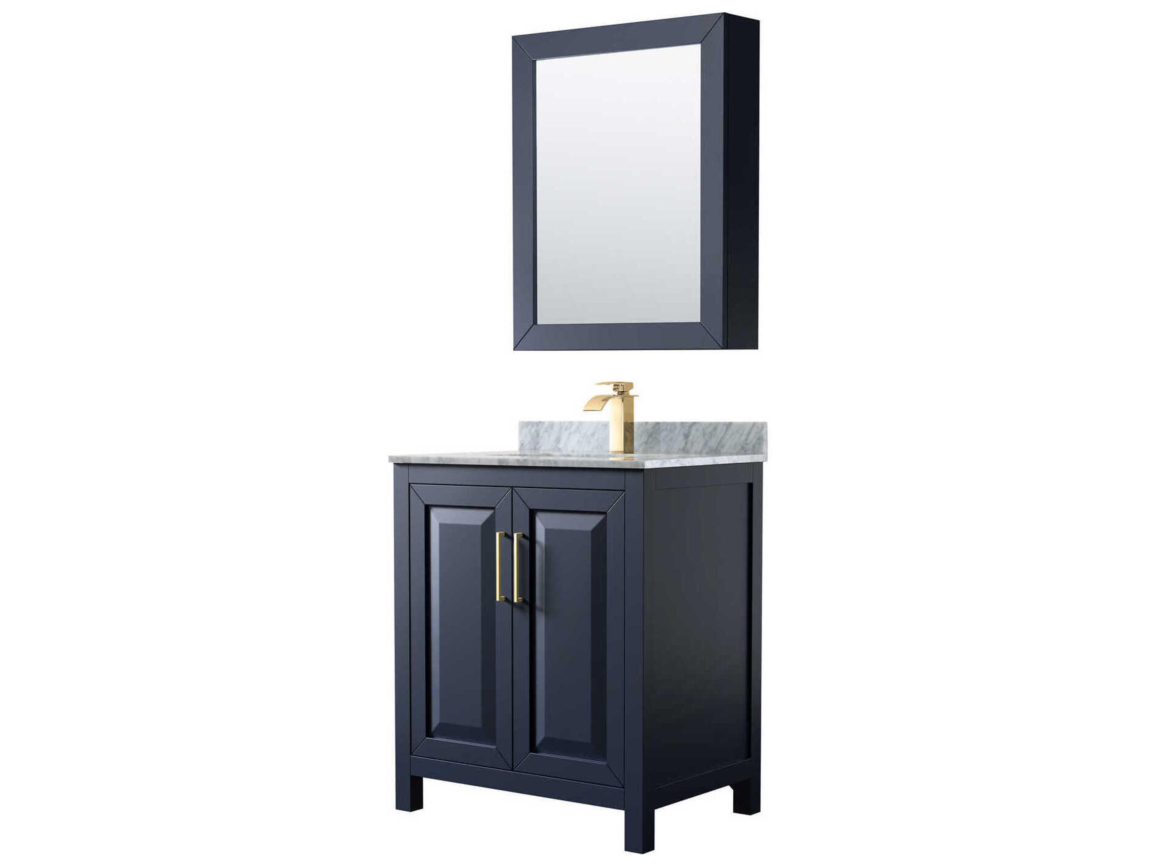 Wyndham Collection Daria 30" Dark Blue Vanity with Medicine Cabinet