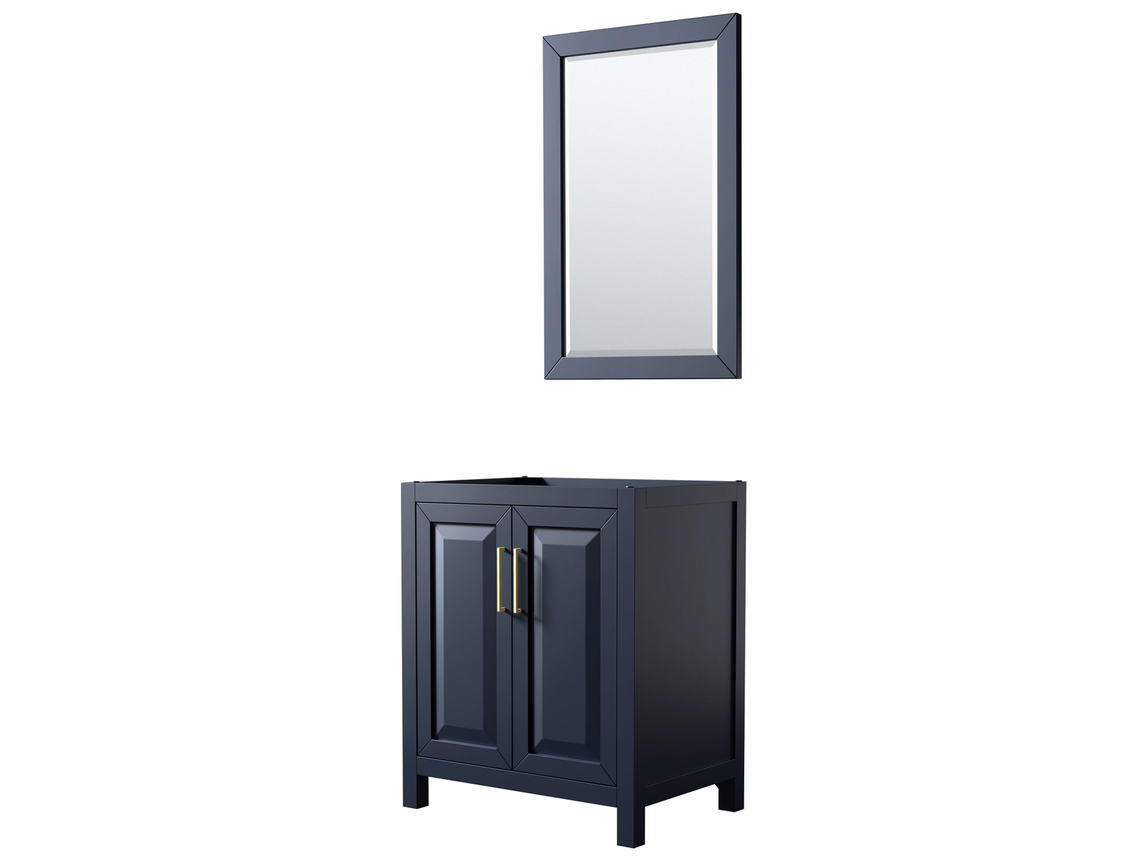 Wyndham Collection Daria 29" Dark Blue Vanity with 24" Mirror
