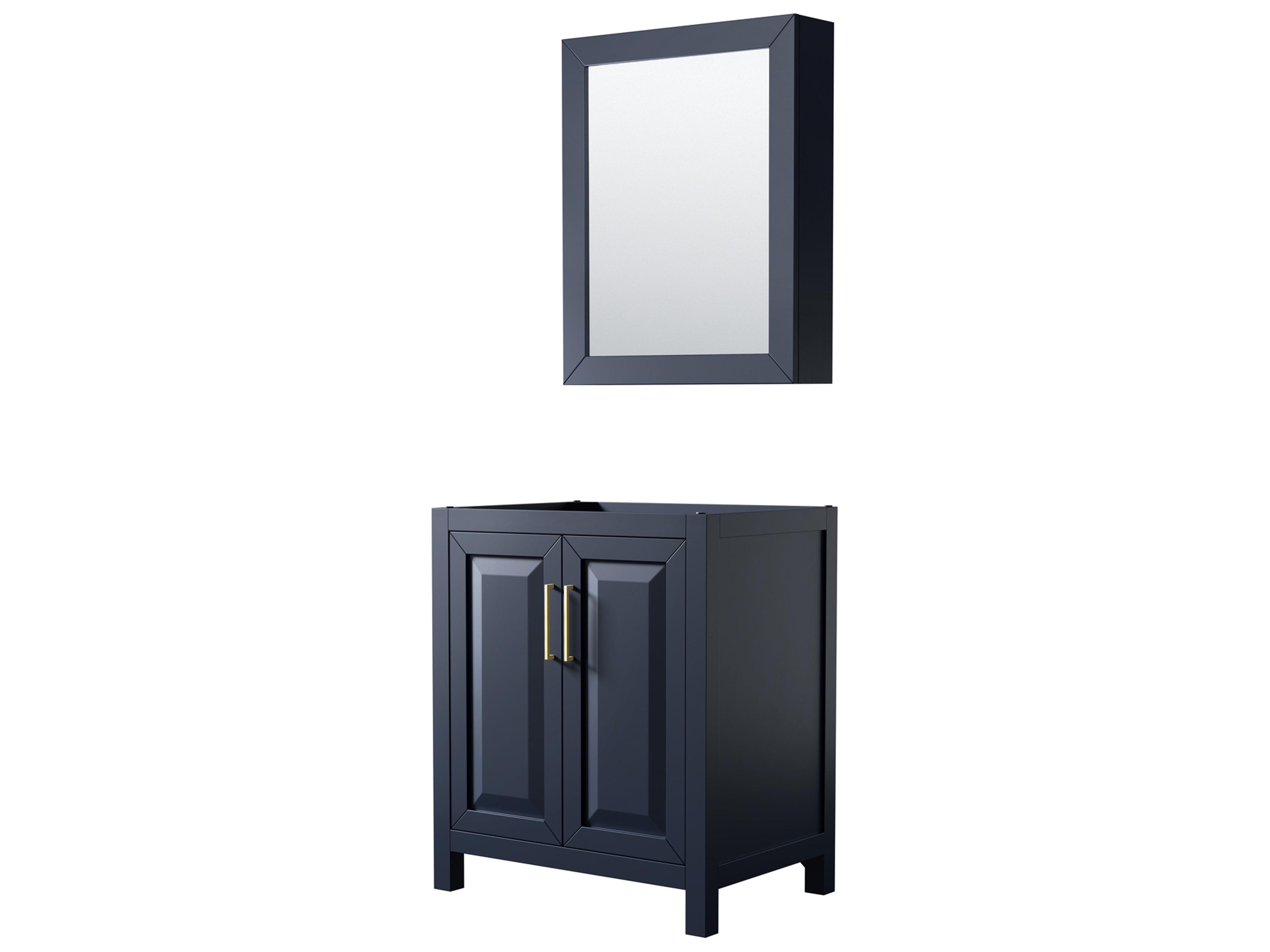 Wyndham Collection Daria 29" Dark Blue Vanity with Medicine Cabinet
