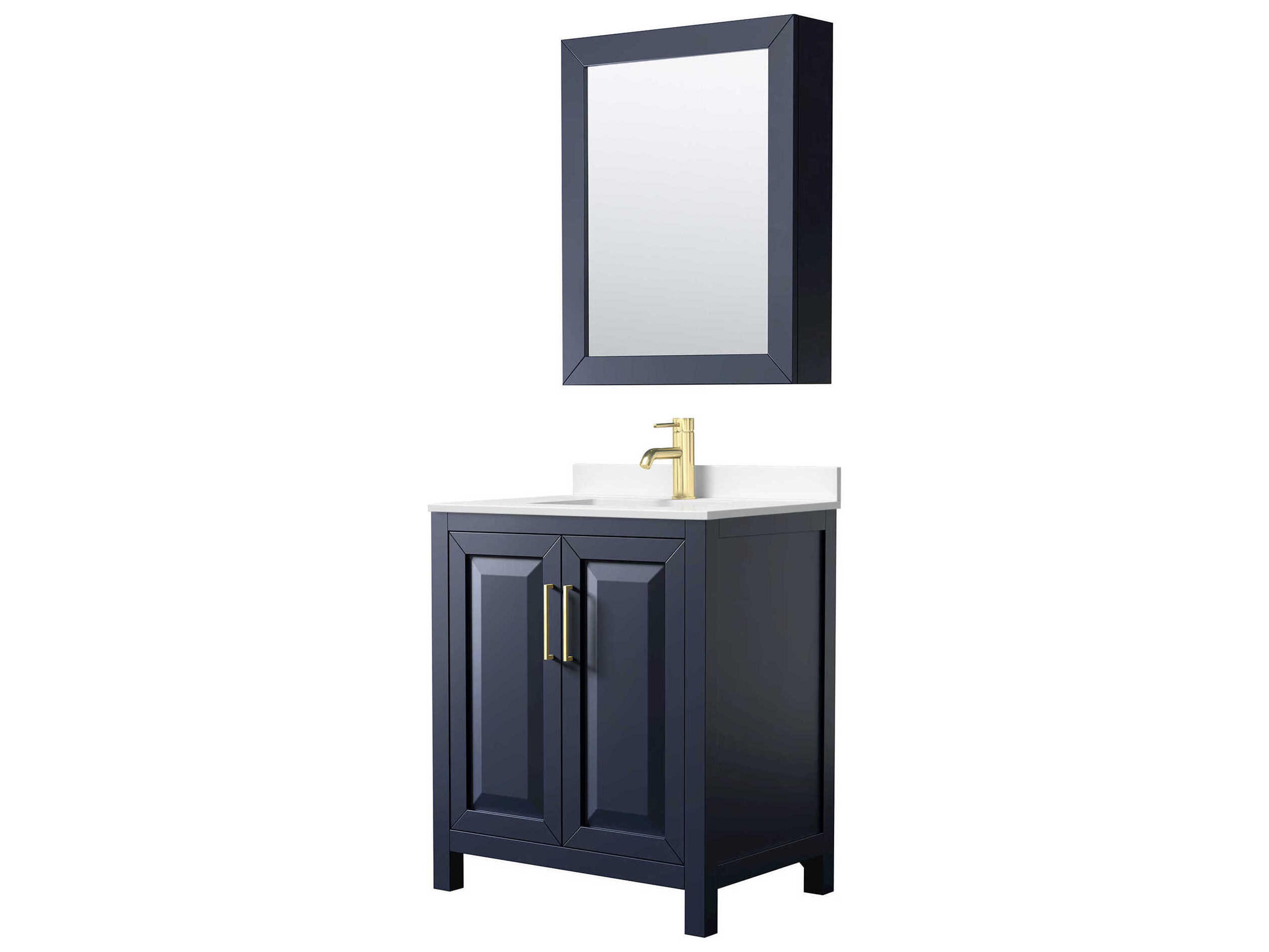 Wyndham Collection Daria 30" Dark Blue Vanity with Medicine Cabinet