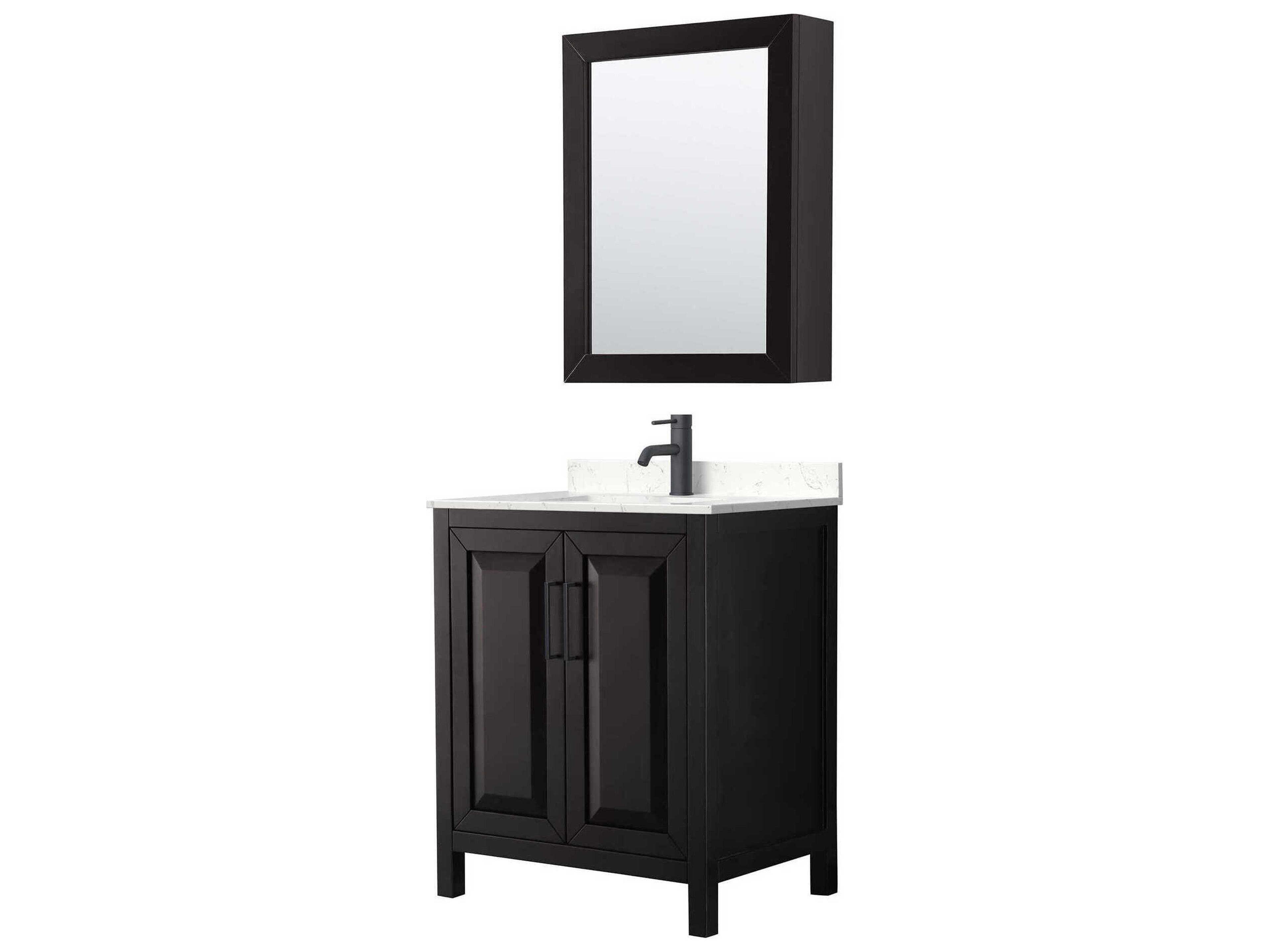 Wyndham Collection Daria 30" Dark Espresso Vanity with Medicine Cabinet