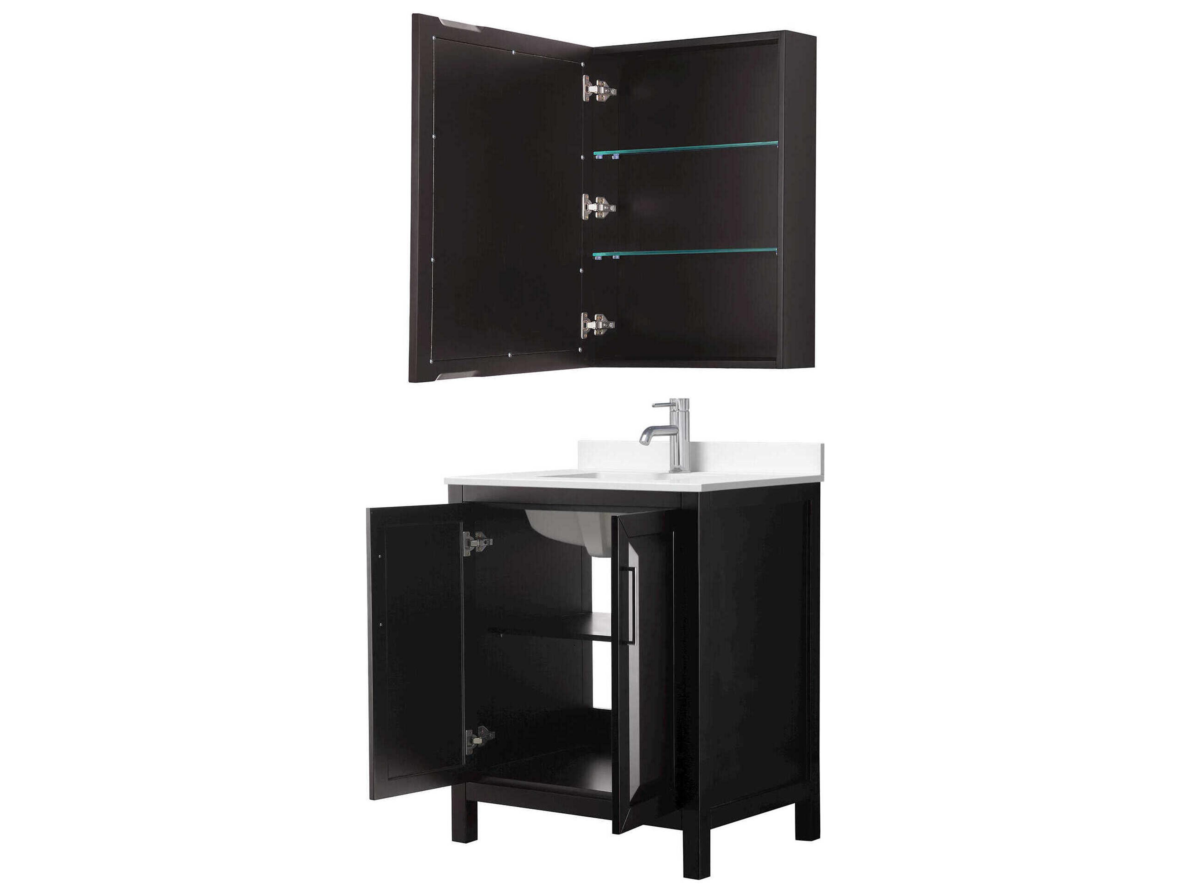 Wyndham Collection Daria 30" Dark Espresso Vanity with Medicine Cabinet