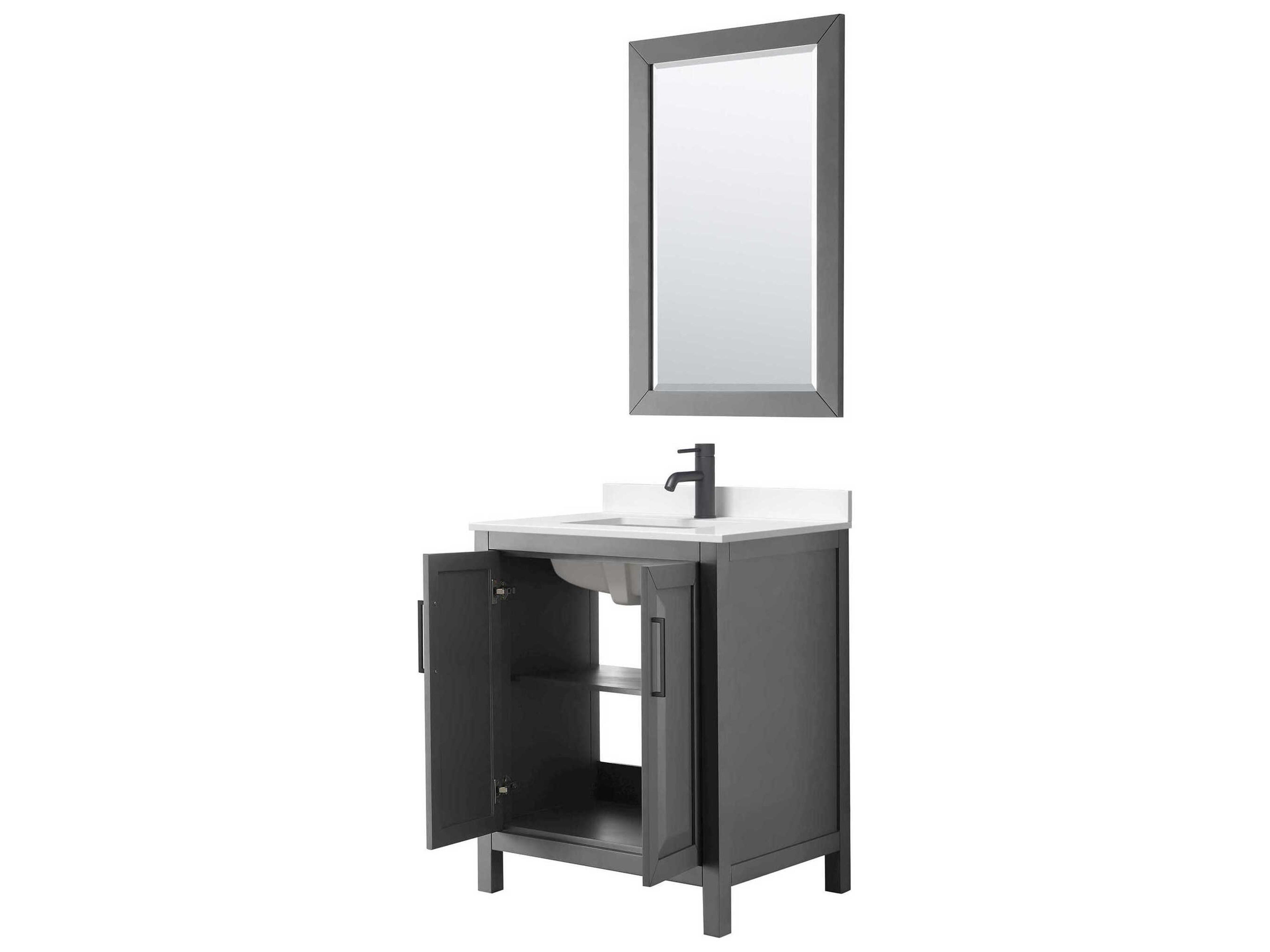 Wyndham Collection Daria 30" Dark Gray Vanity with 24" Mirror