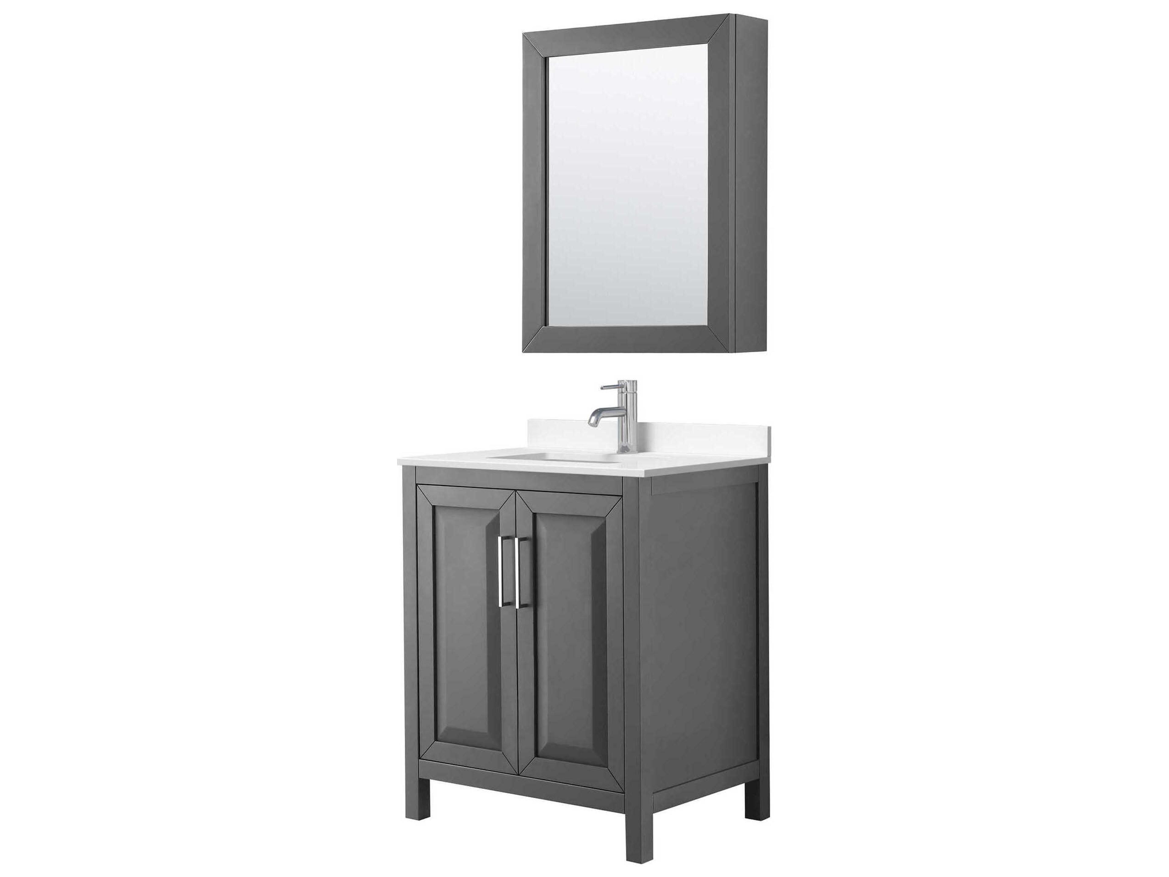 Wyndham Collection Daria 30" Dark Gray Vanity with Medicine Cabinet